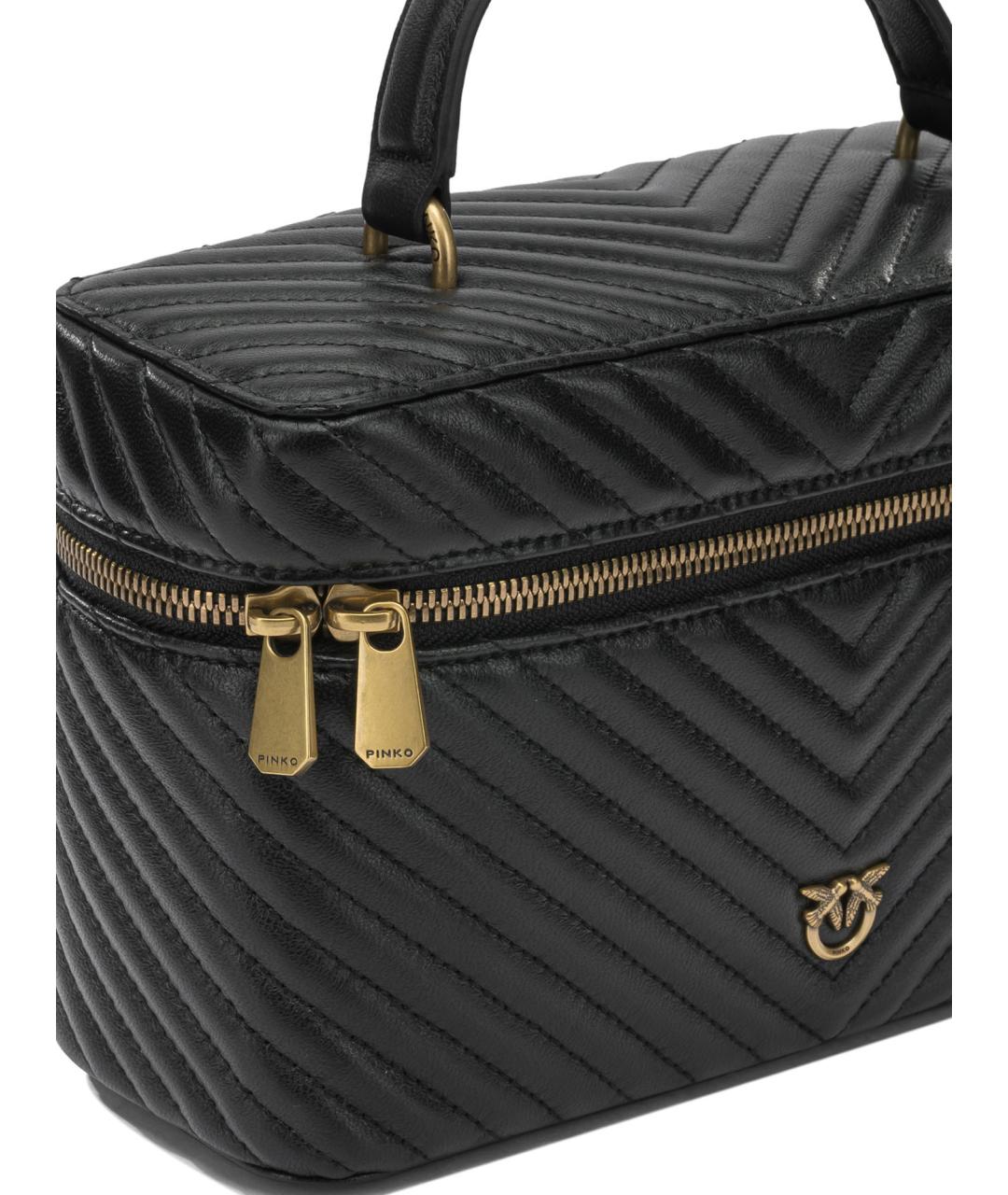 PINKO Черная кожаная сумка с короткими ручками, фото 4