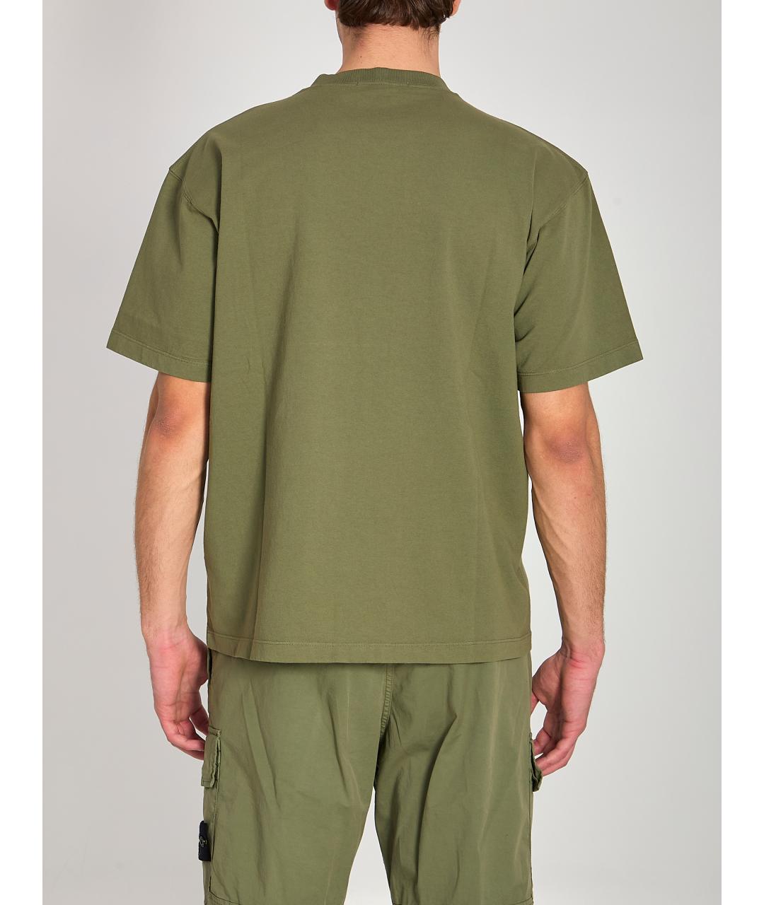 STONE ISLAND Зеленая хлопковая футболка, фото 4