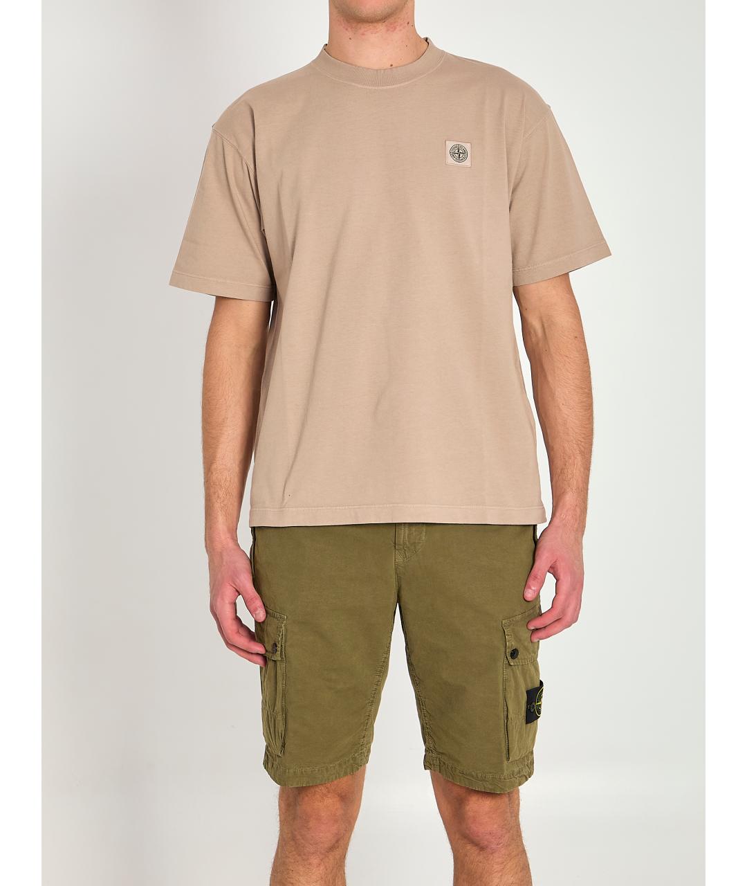 STONE ISLAND Коричневая хлопковая футболка, фото 6