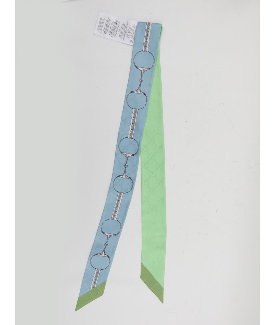 GUCCI Зеленый шелковый шарф, фото 3