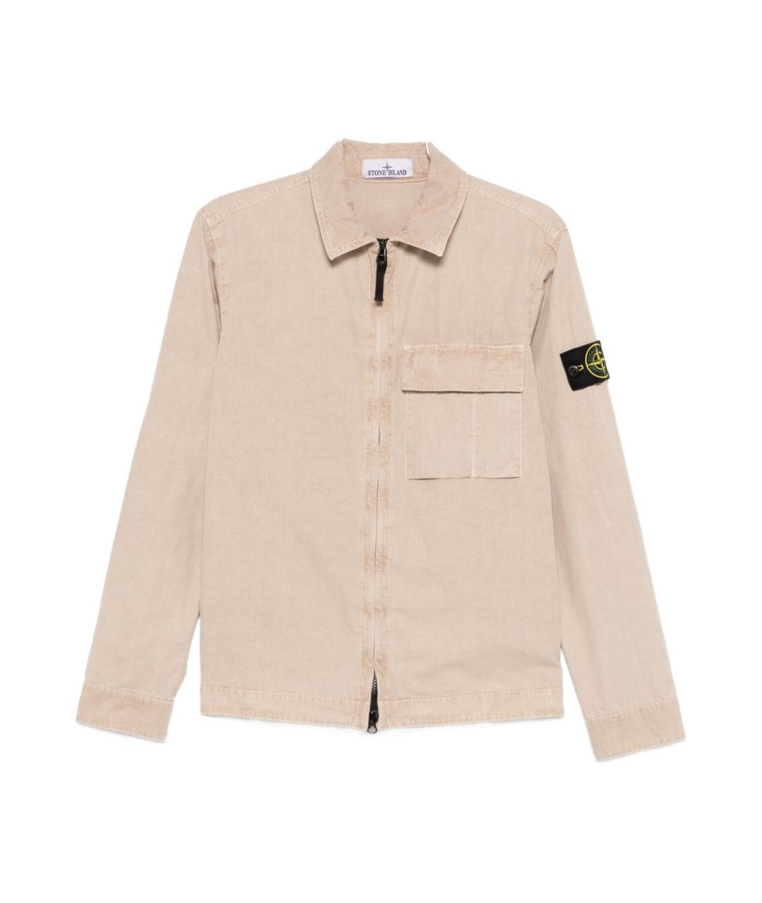 STONE ISLAND Бежевая хлопковая кэжуал рубашка, фото 1
