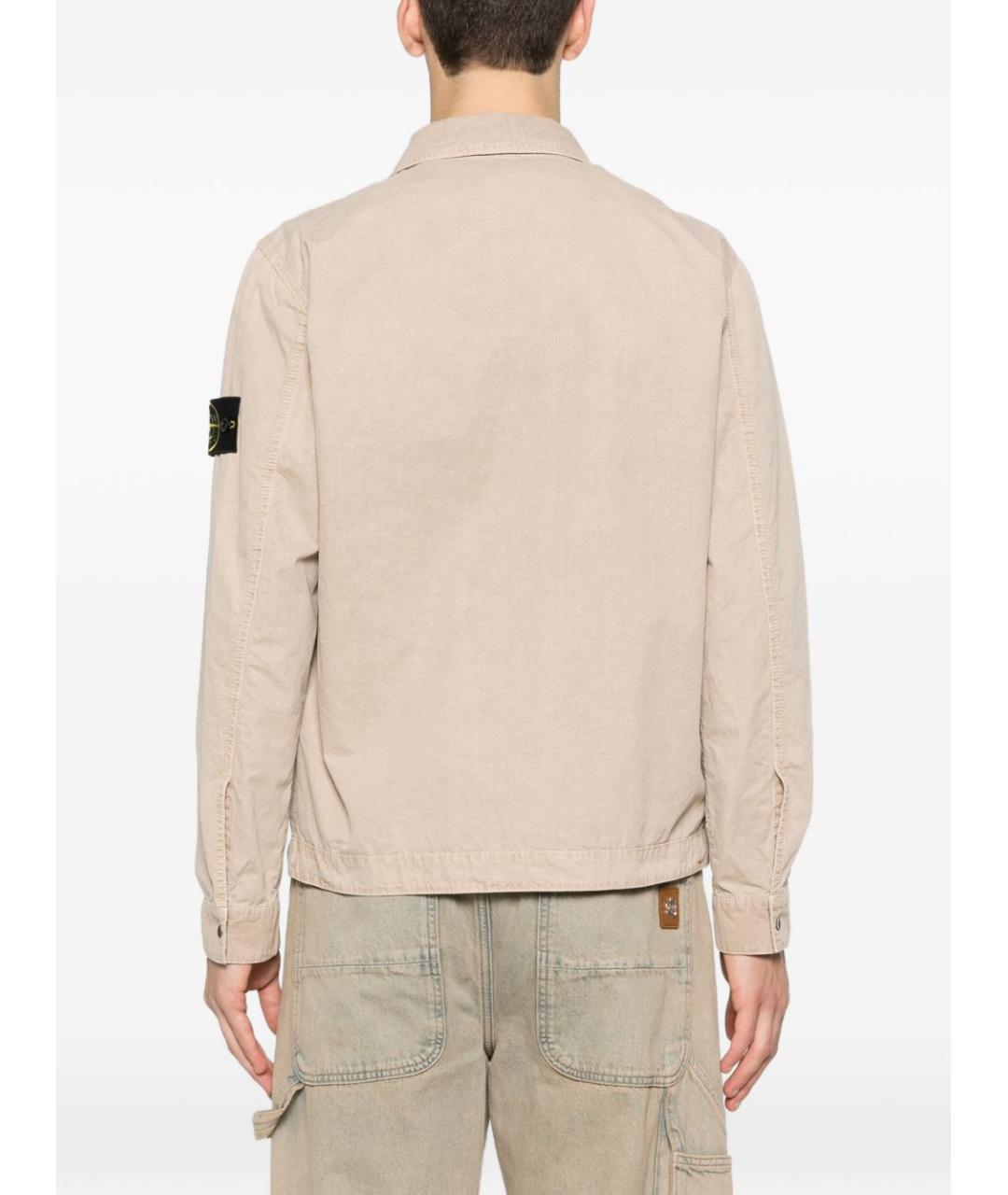 STONE ISLAND Бежевая хлопковая кэжуал рубашка, фото 2