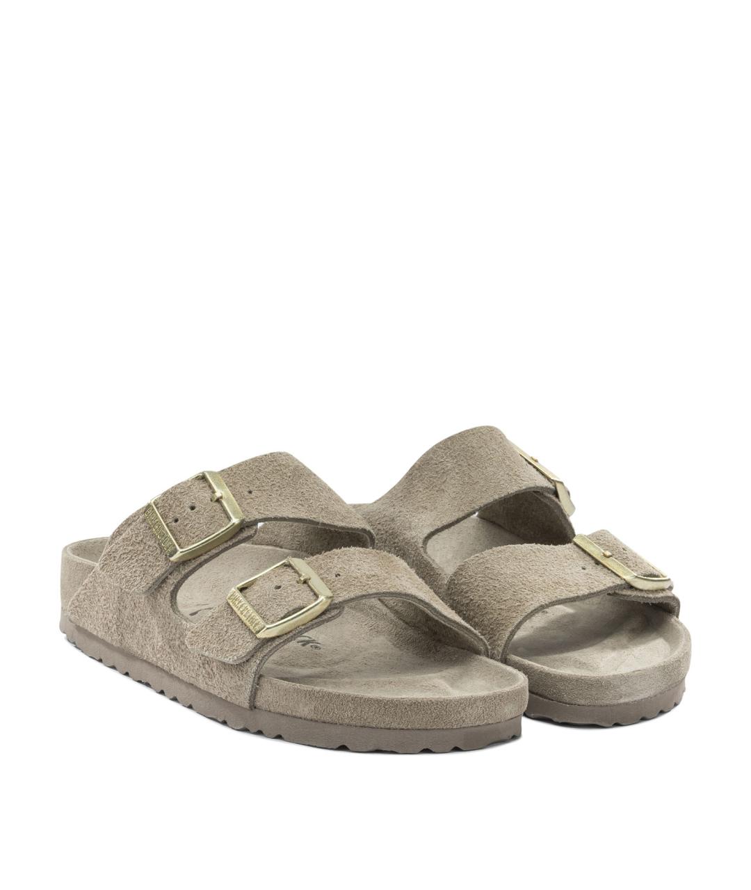 BIRKENSTOCK Коричневые замшевые шлепанцы, фото 2