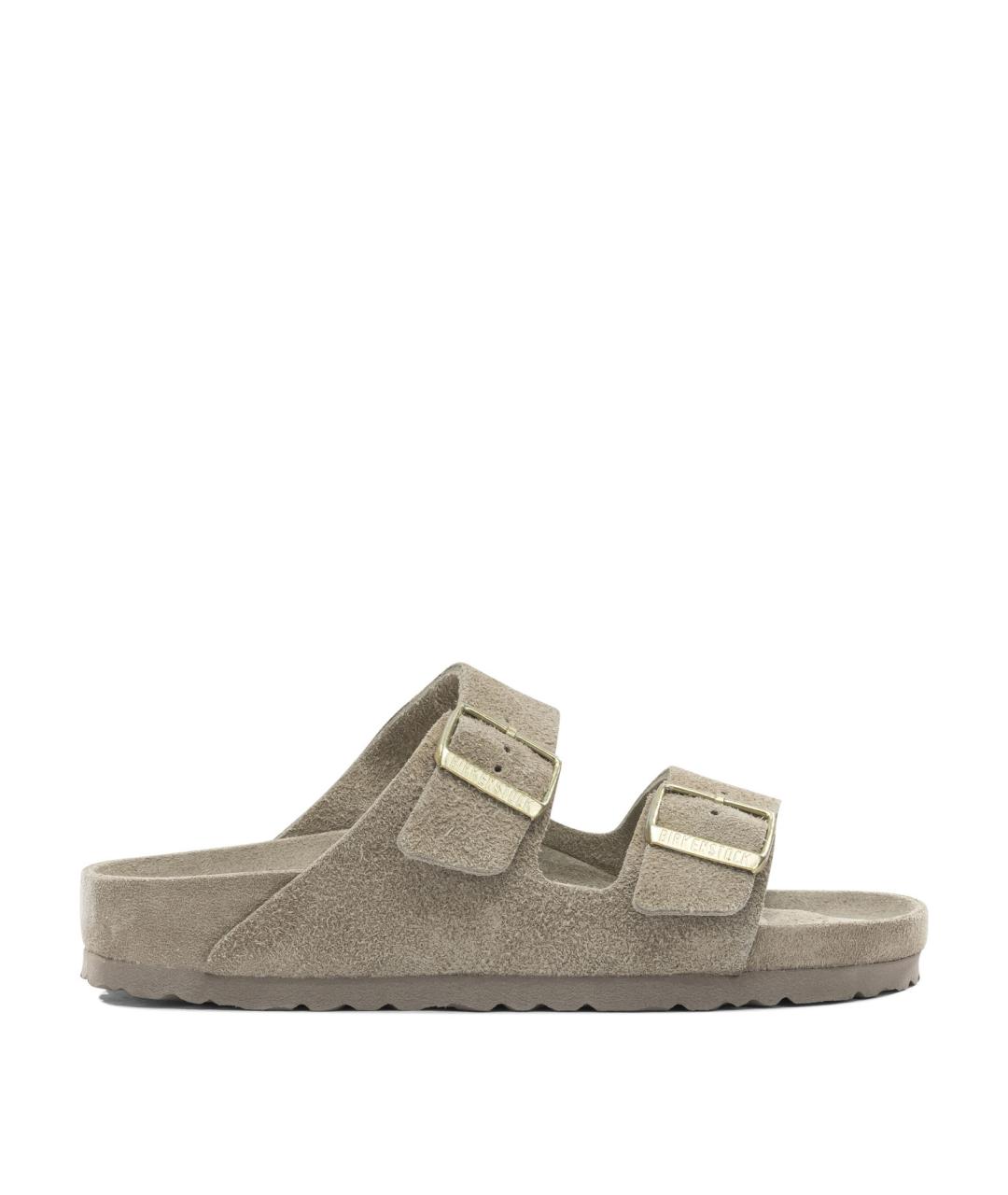 BIRKENSTOCK Коричневые замшевые шлепанцы, фото 1