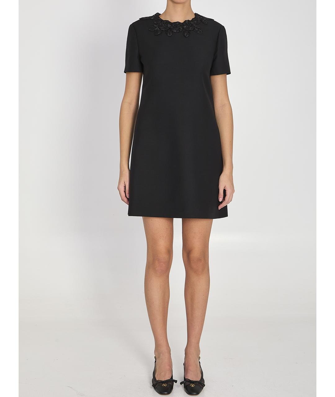 VALENTINO Черное шерстяное повседневное платье, фото 5