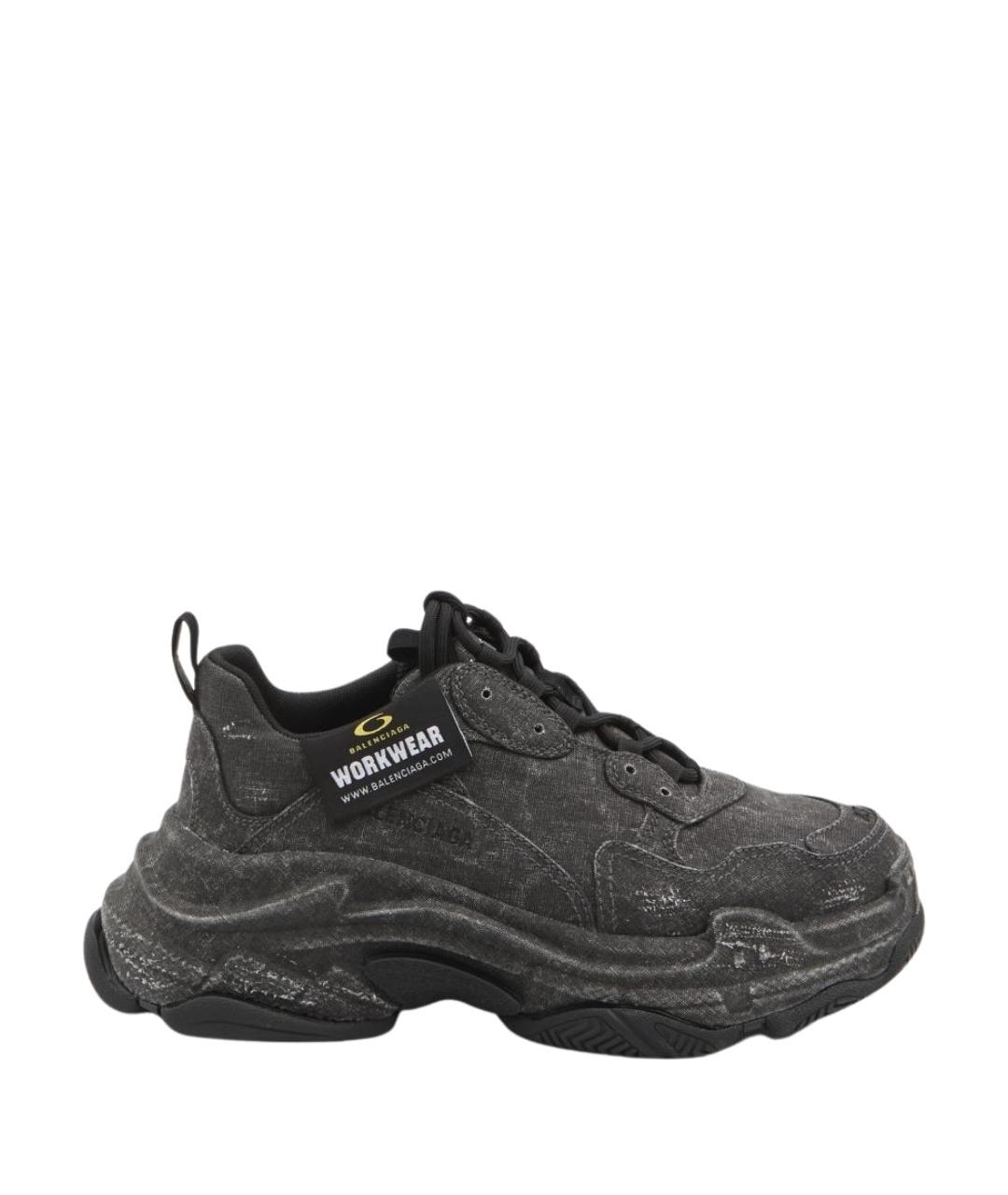 BALENCIAGA Черные текстильные низкие кроссовки / кеды, фото 1