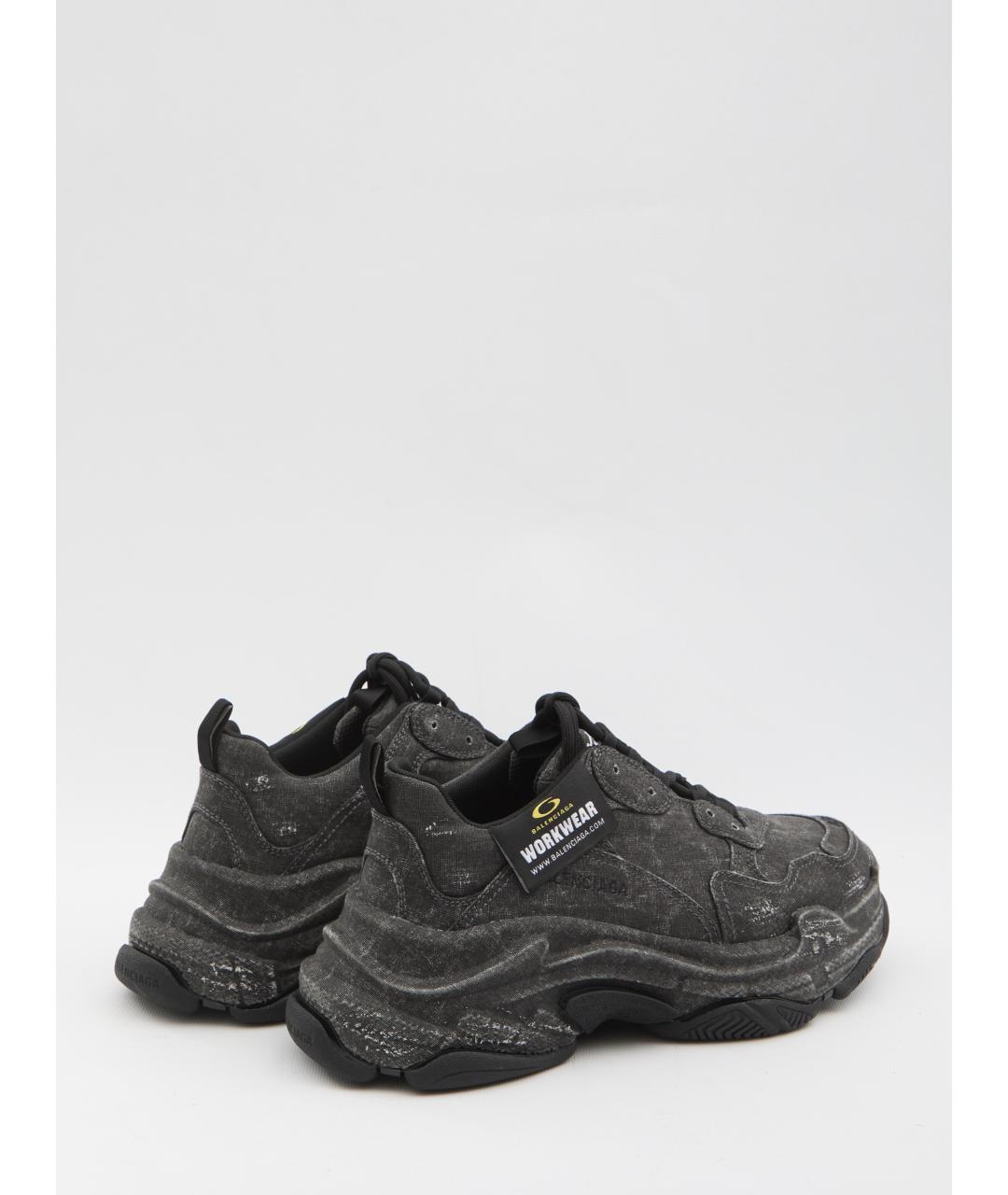 BALENCIAGA Черные текстильные низкие кроссовки / кеды, фото 3