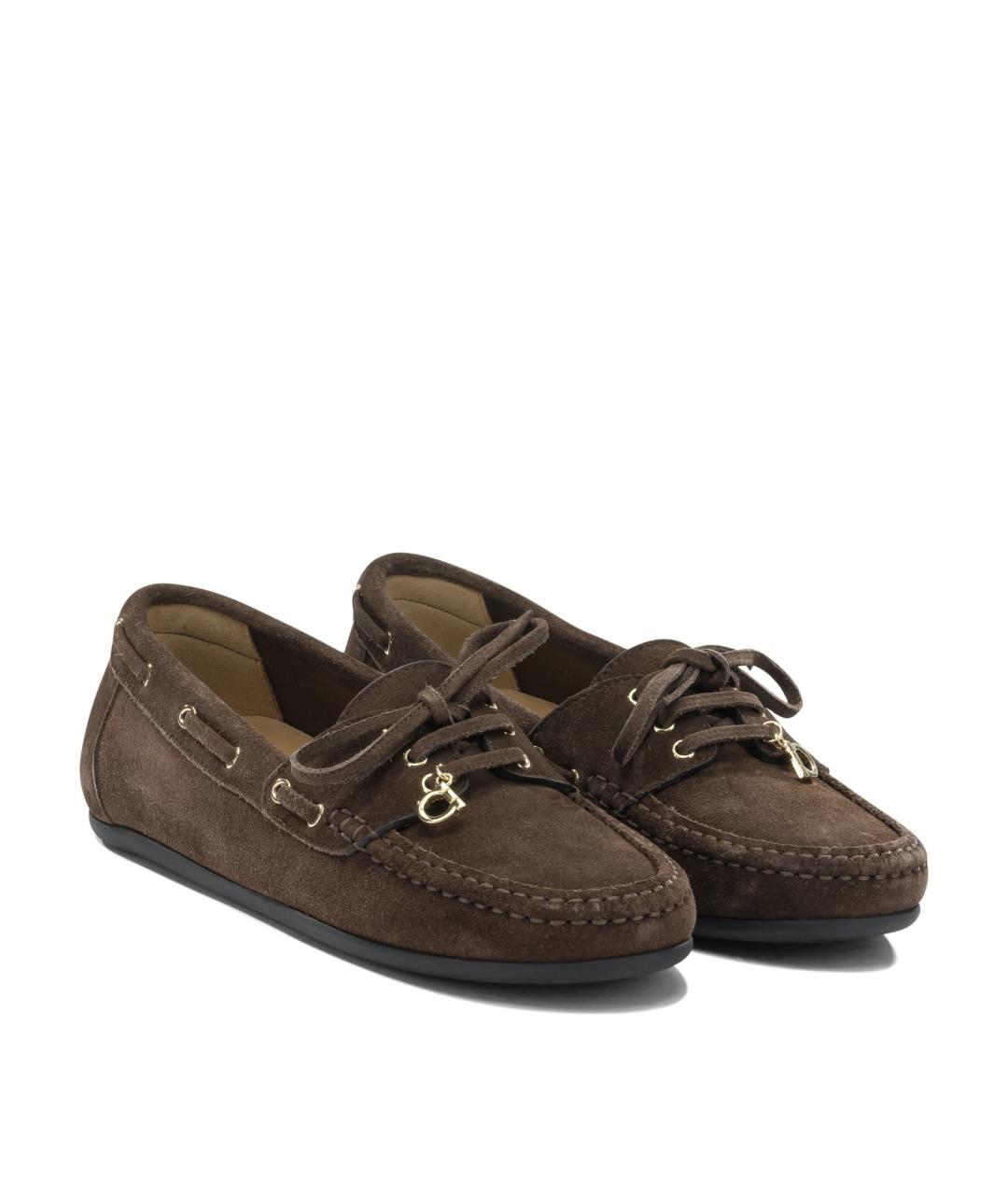 FERRAGAMO Коричневые замшевые лоферы, фото 2
