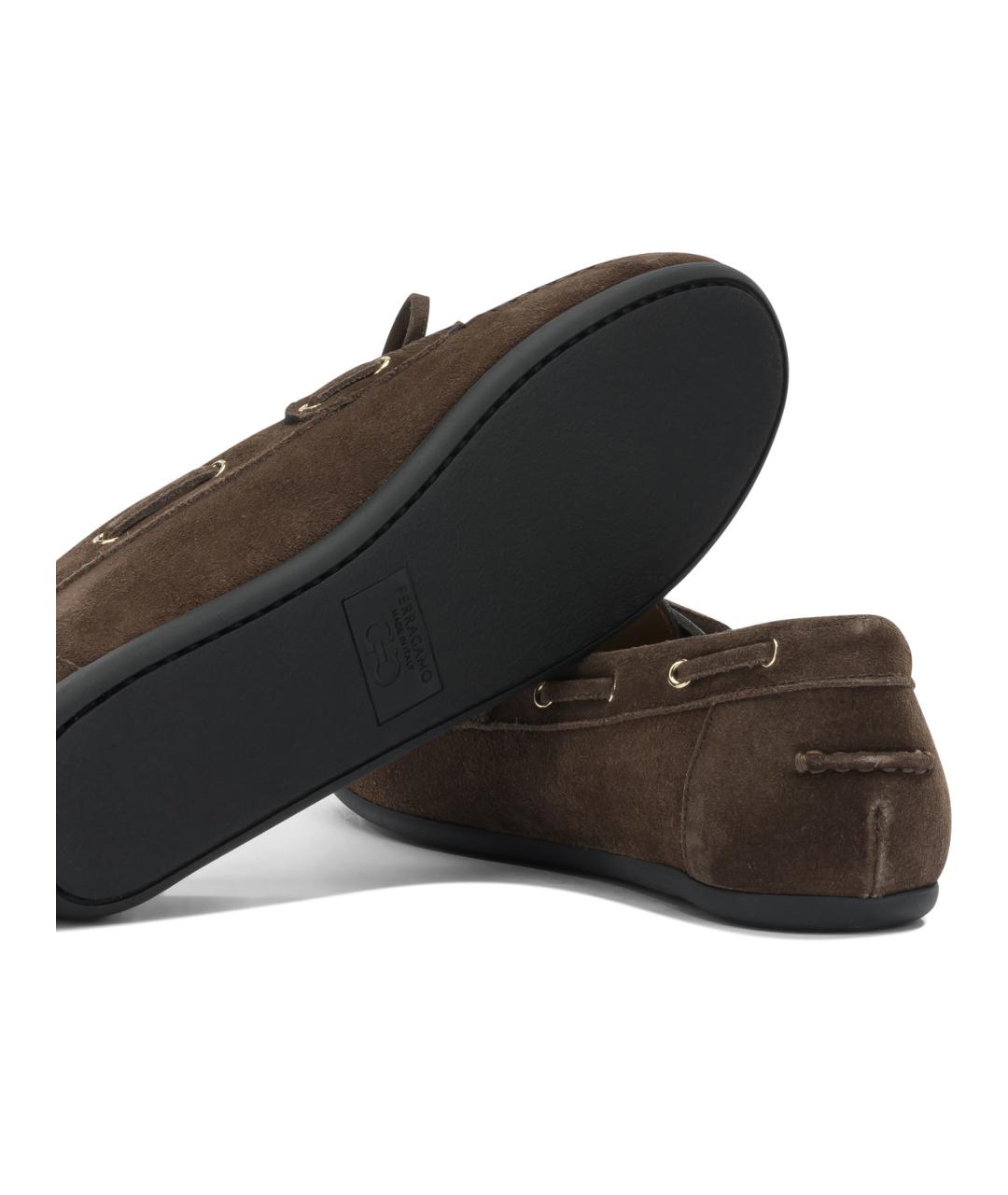 FERRAGAMO Коричневые замшевые лоферы, фото 5