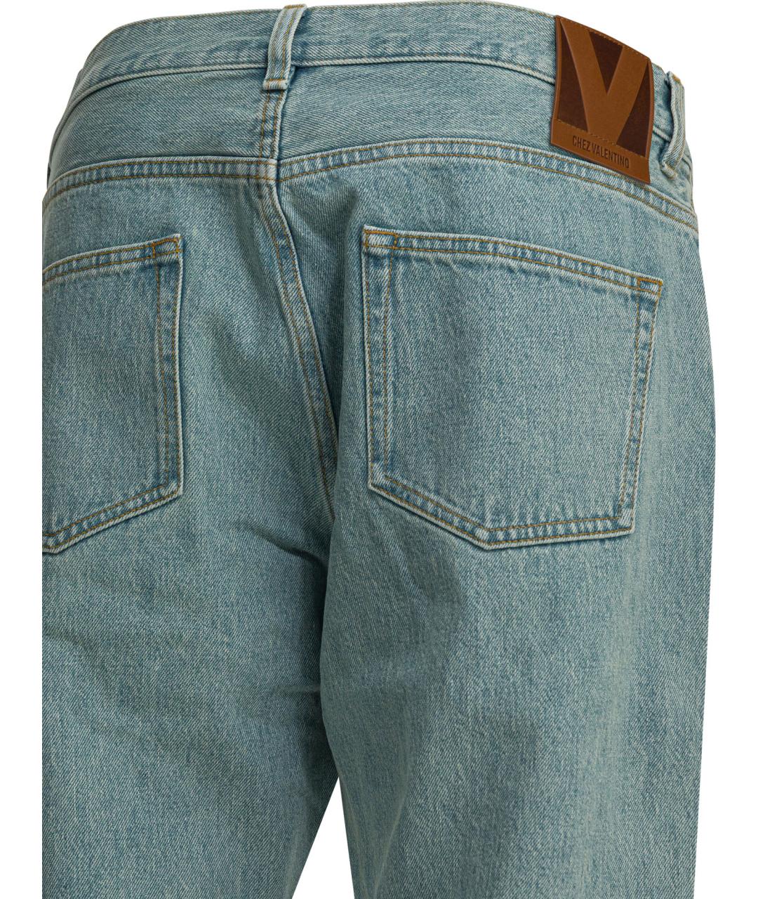 VALENTINO Голубые хлопковые прямые джинсы, фото 4