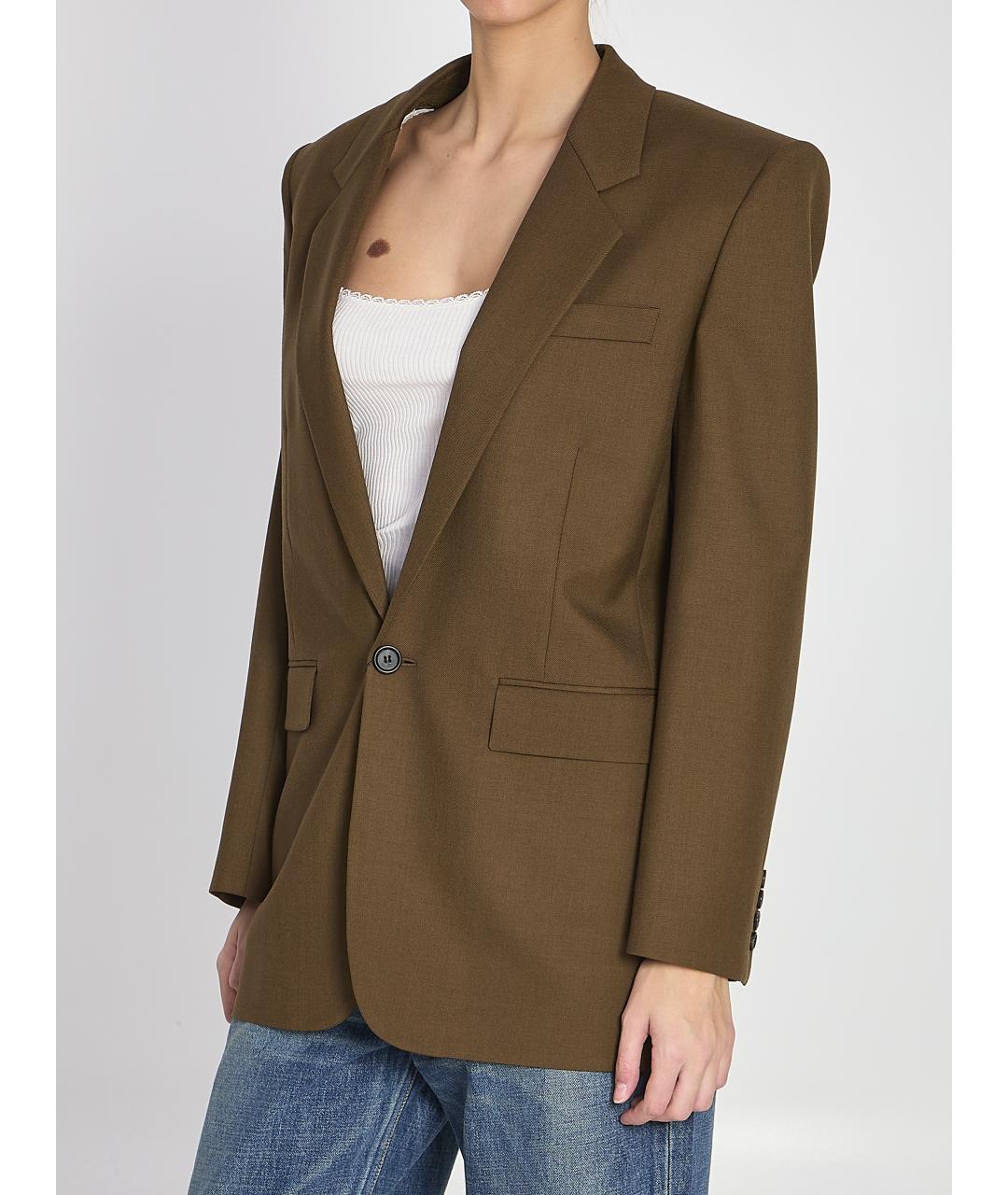 SAINT LAURENT Зеленый шерстяной жакет/пиджак, фото 3