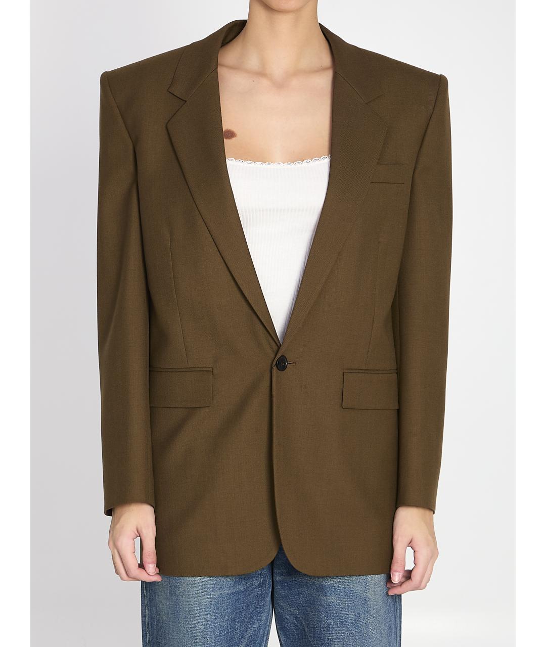 SAINT LAURENT Зеленый шерстяной жакет/пиджак, фото 2