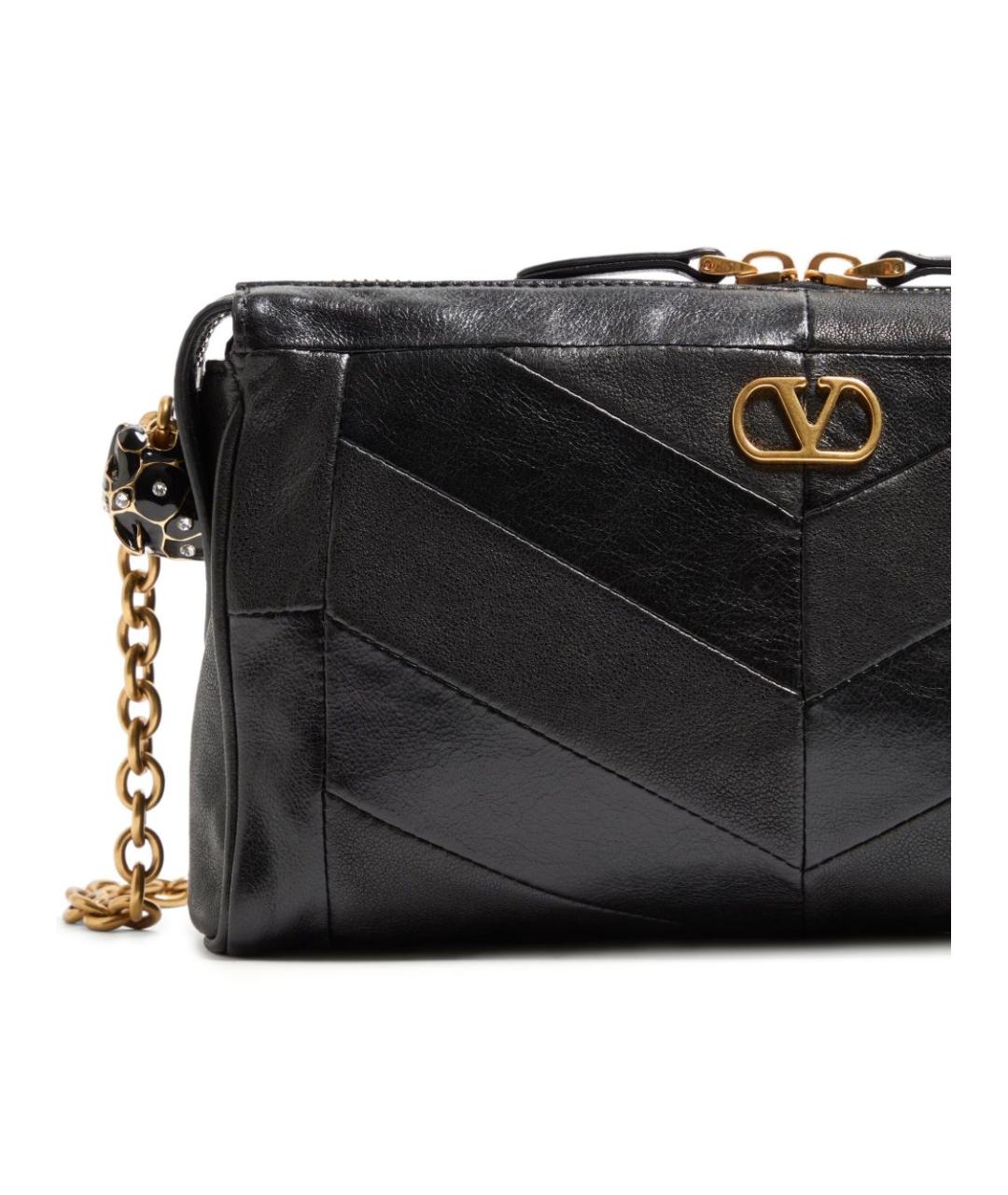 VALENTINO Черная кожаная сумка через плечо, фото 5