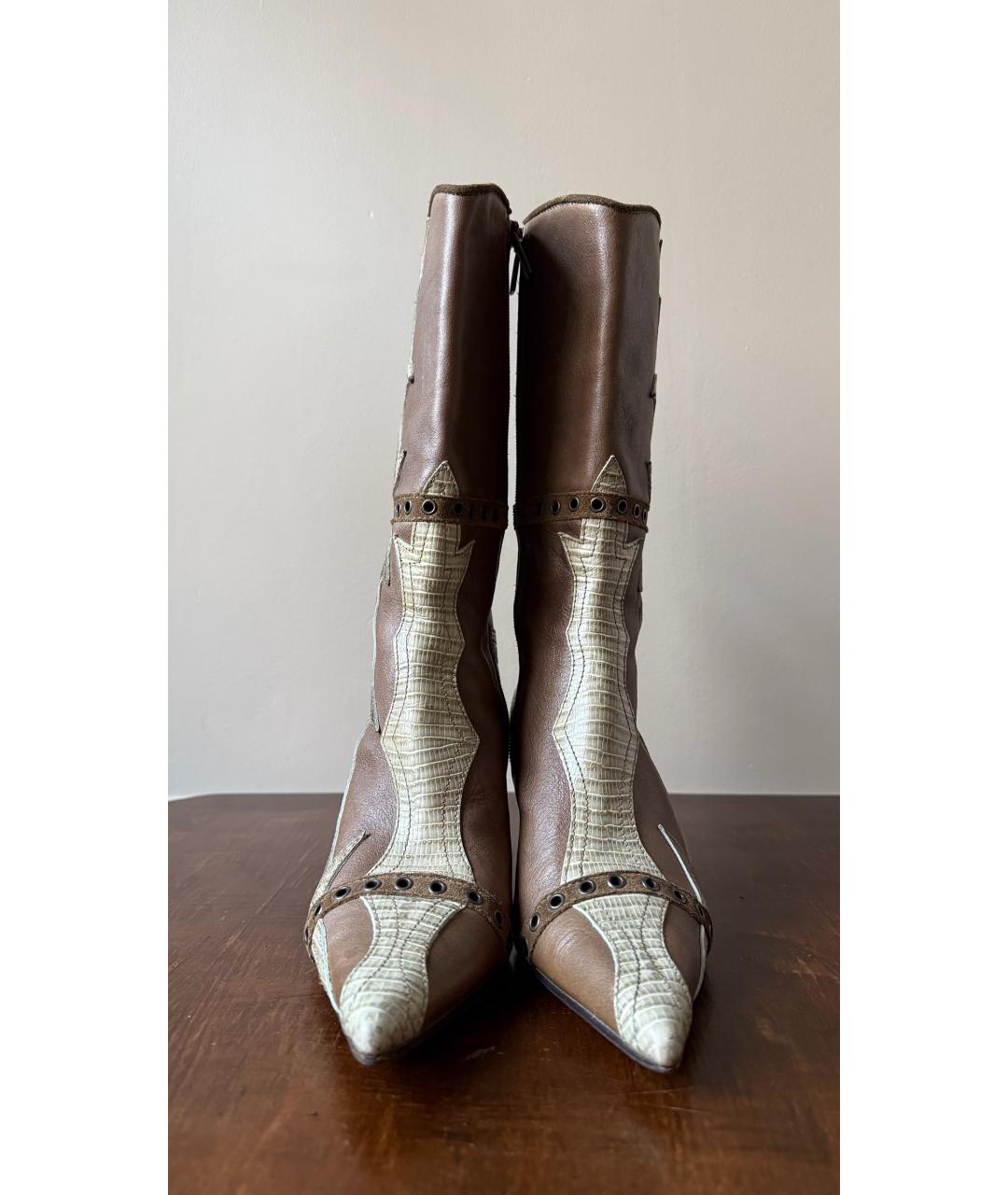 JUST CAVALLI Коричневые кожаные ботинки, фото 3