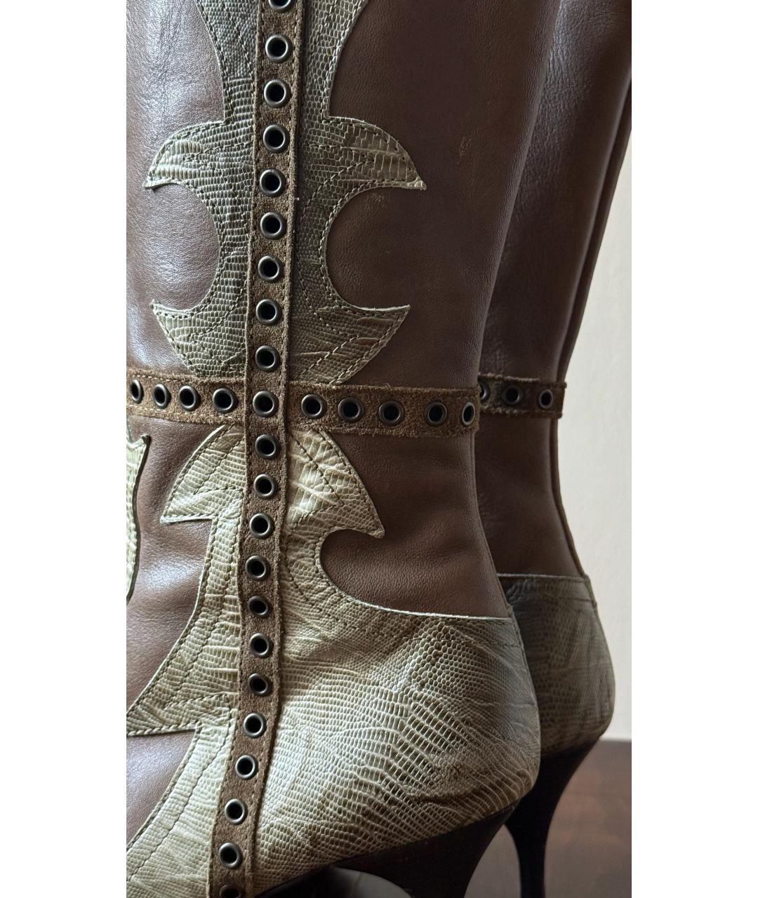 JUST CAVALLI Коричневые кожаные ботинки, фото 6