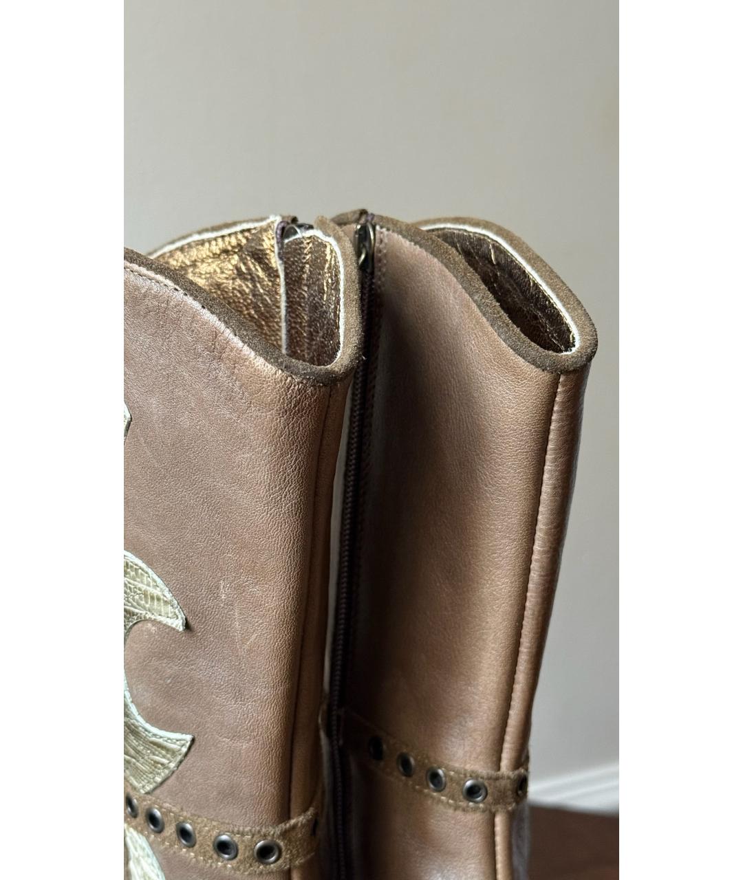 JUST CAVALLI Коричневые кожаные ботинки, фото 5
