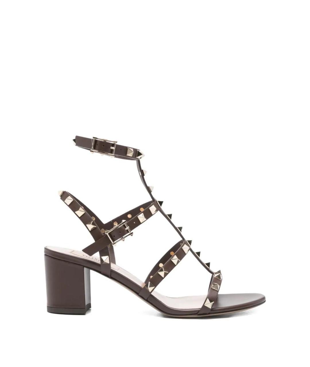 VALENTINO Коричневые кожаные босоножки, фото 1