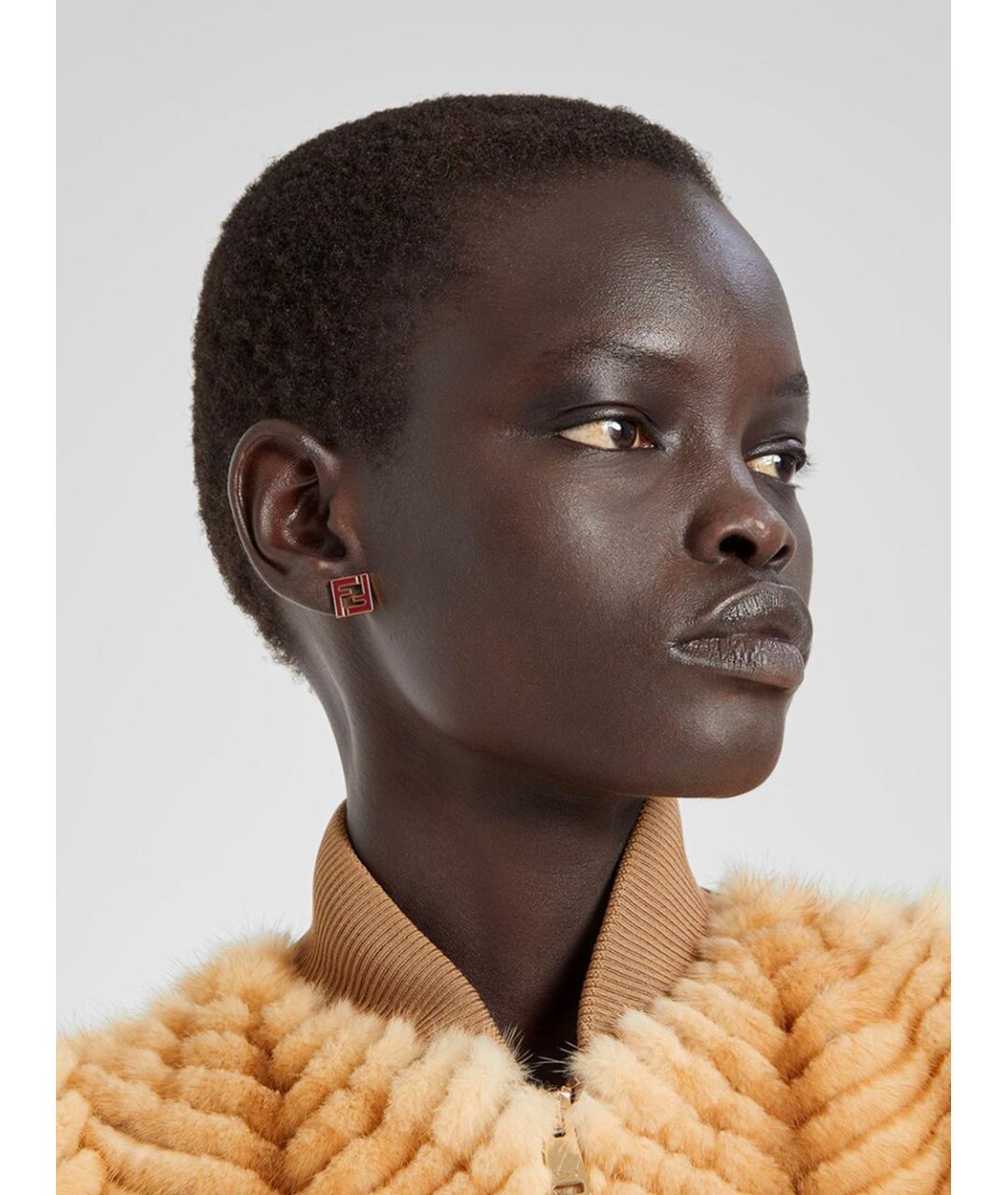 FENDI Красные металлические серьги, фото 3