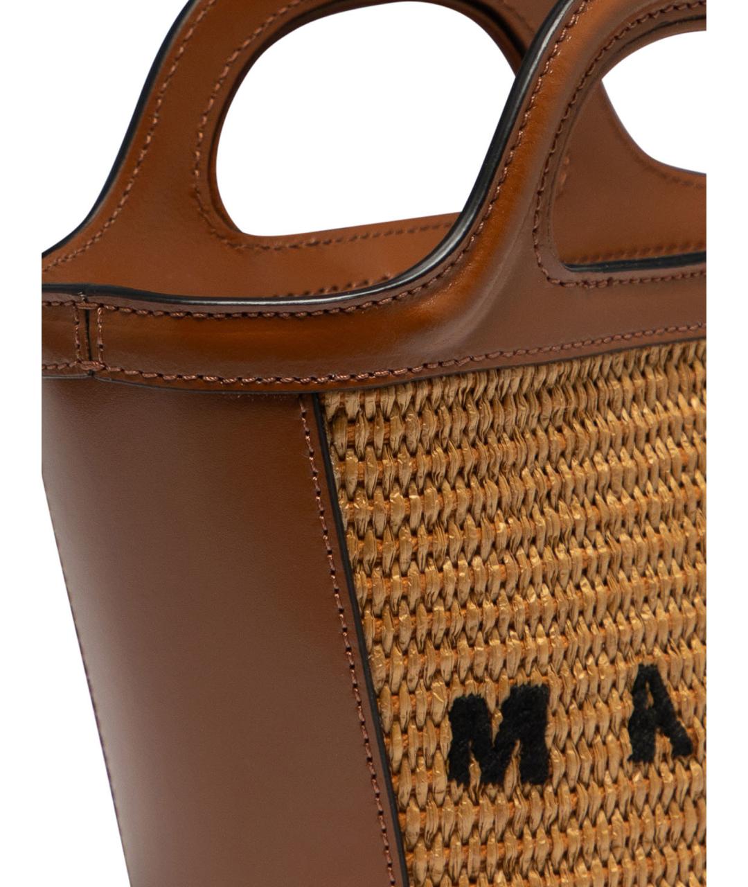 MARNI Бежевая хлопковая сумка с короткими ручками, фото 4