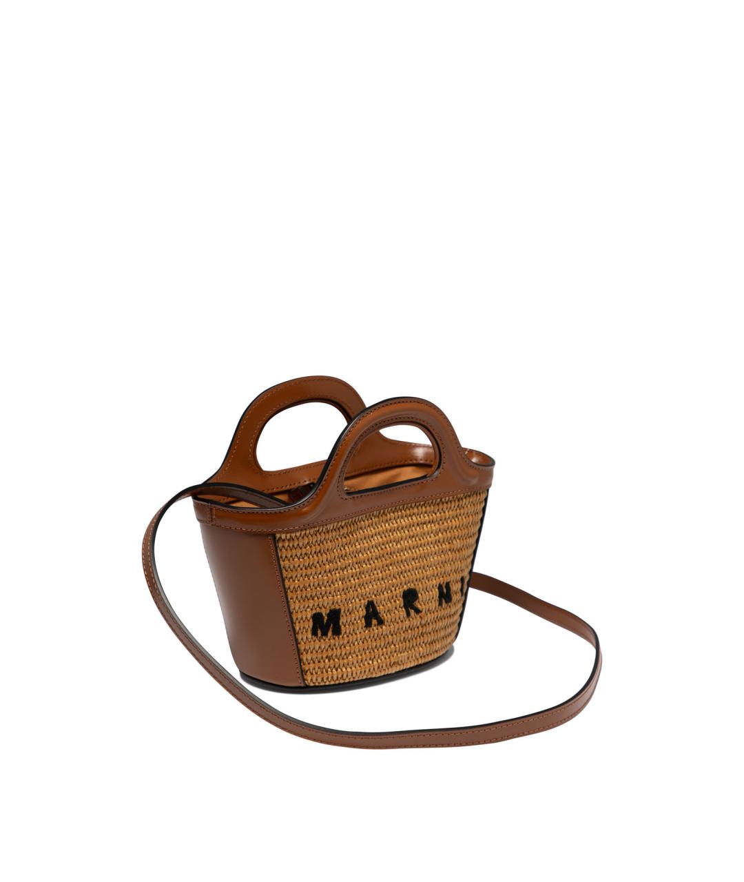 MARNI Бежевая хлопковая сумка с короткими ручками, фото 2