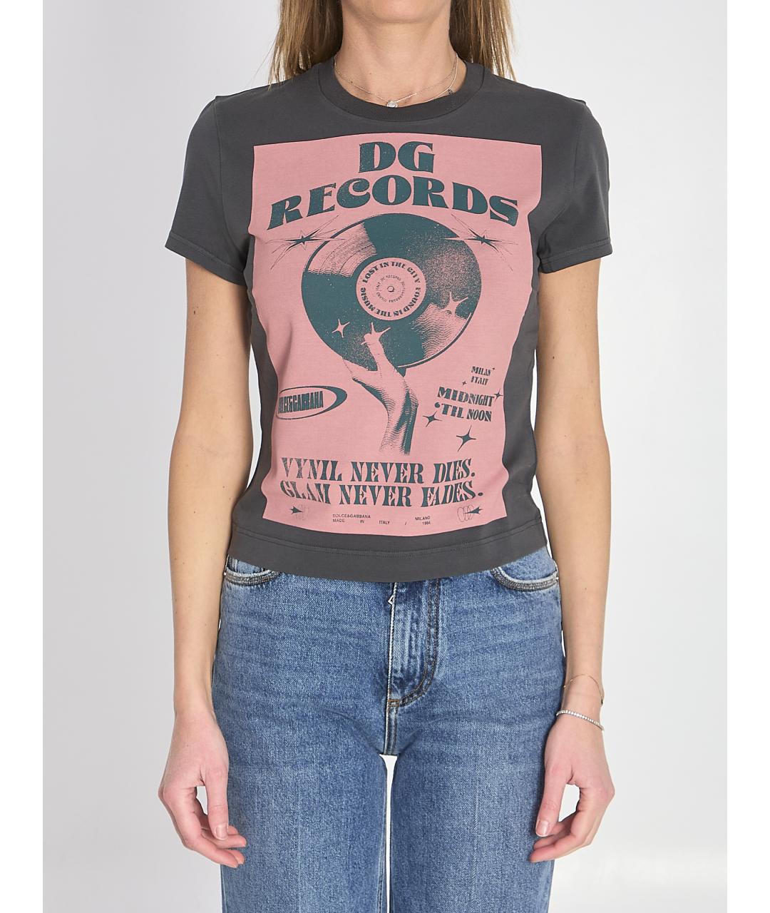 DOLCE&GABBANA Серая хлопковая футболка, фото 5