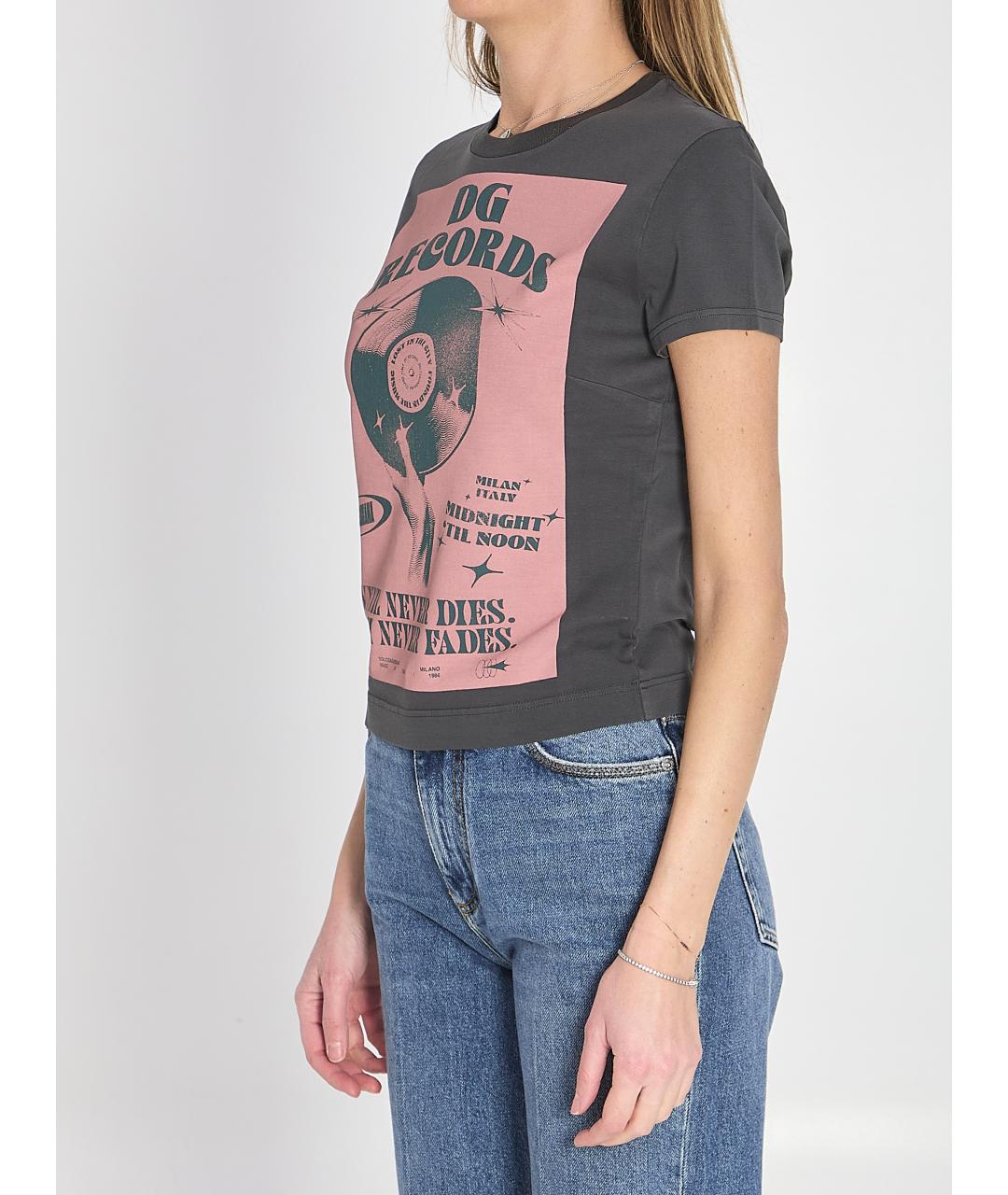 DOLCE&GABBANA Серая хлопковая футболка, фото 2