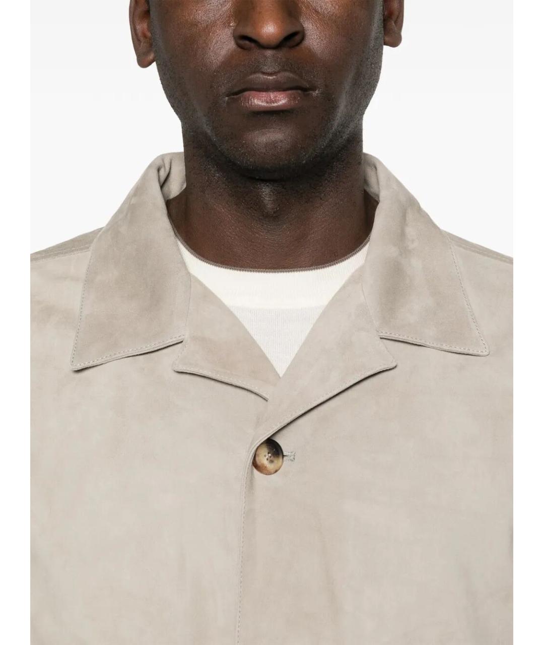 BRUNELLO CUCINELLI Зеленая кожаная куртка, фото 4