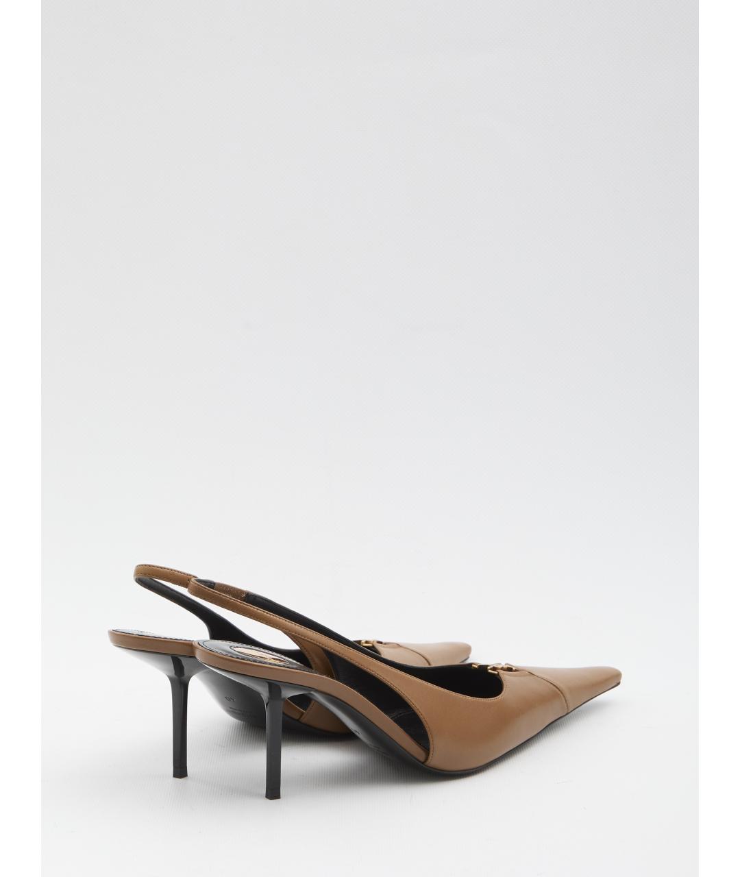 SAINT LAURENT Коричневые кожаные туфли, фото 3