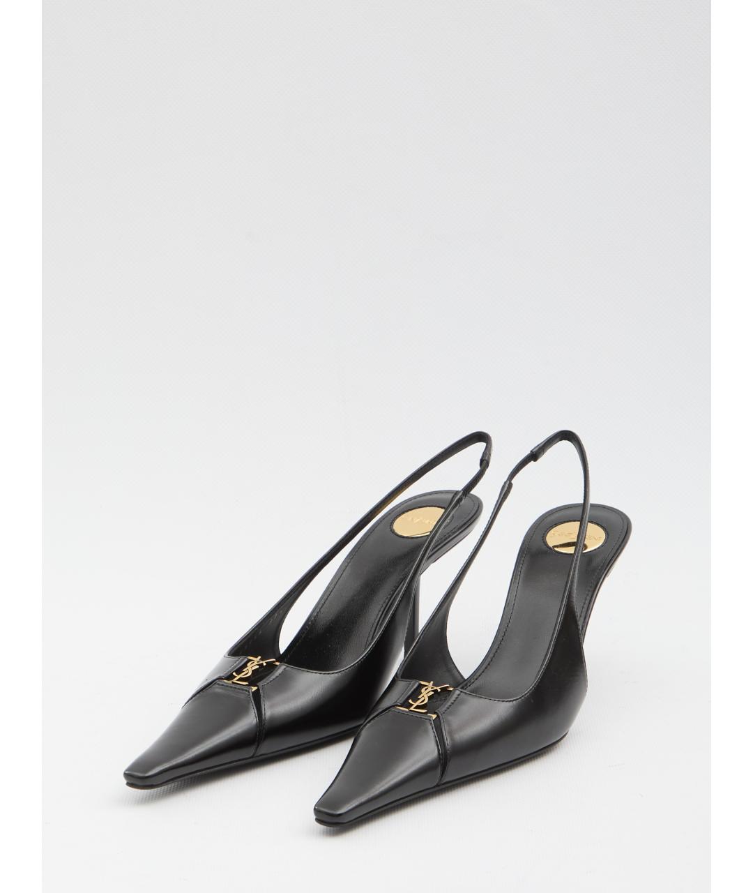 SAINT LAURENT Черные кожаные туфли, фото 2