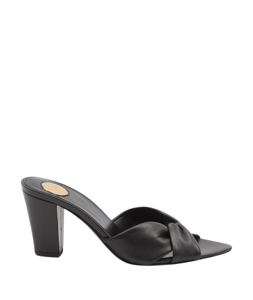 SAINT LAURENT Черные кожаные мюли, фото 1