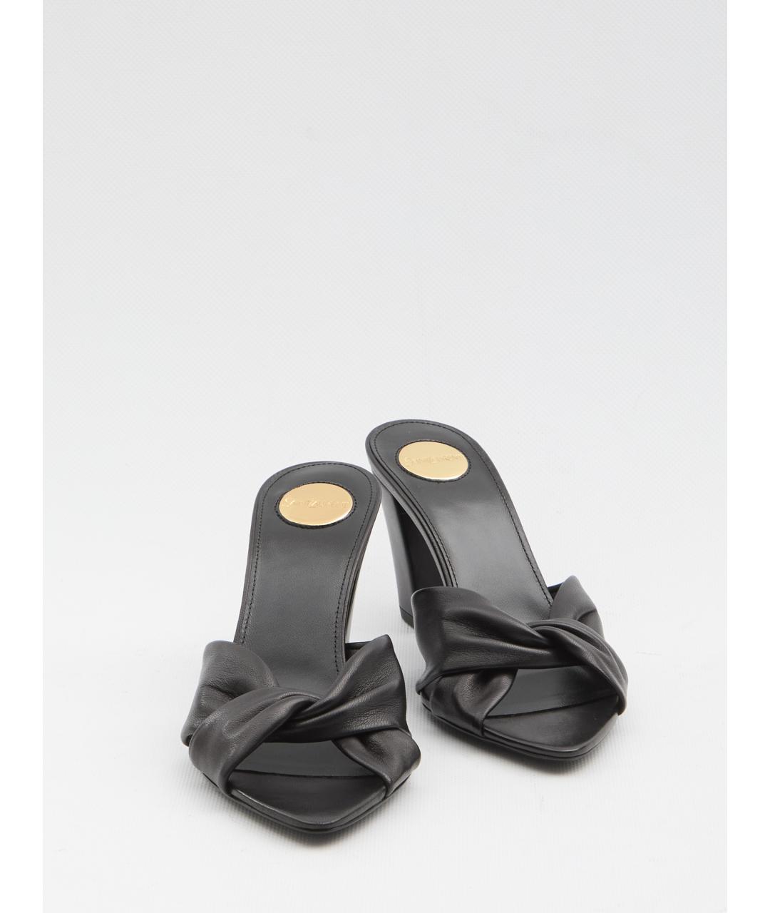 SAINT LAURENT Черные кожаные мюли, фото 5