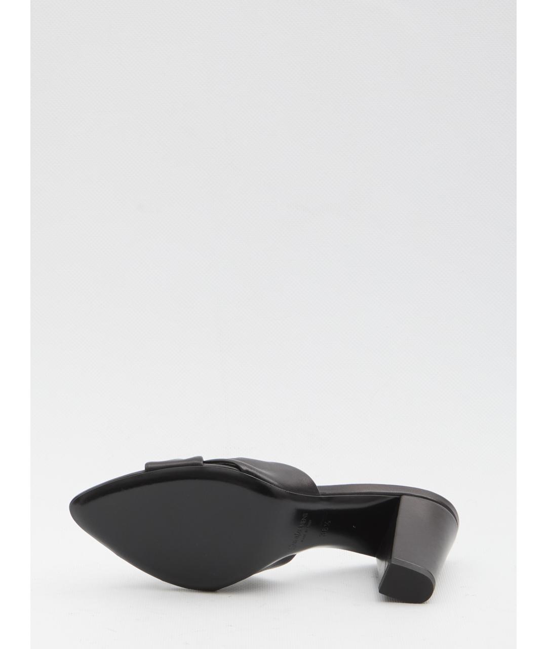 SAINT LAURENT Черные кожаные мюли, фото 4