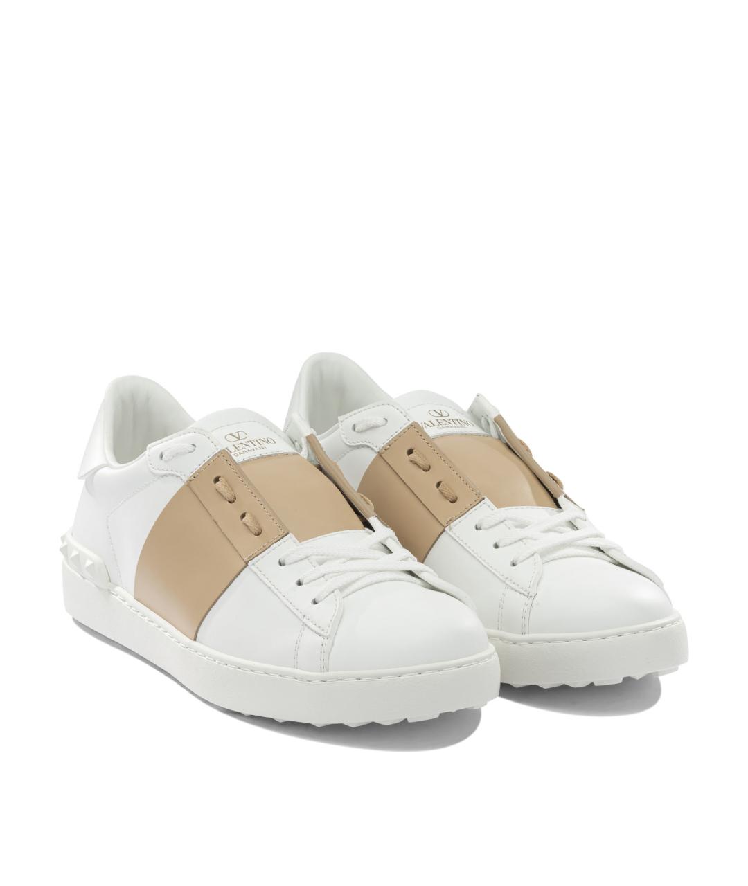 VALENTINO Белые кожаные низкие кроссовки / кеды, фото 2