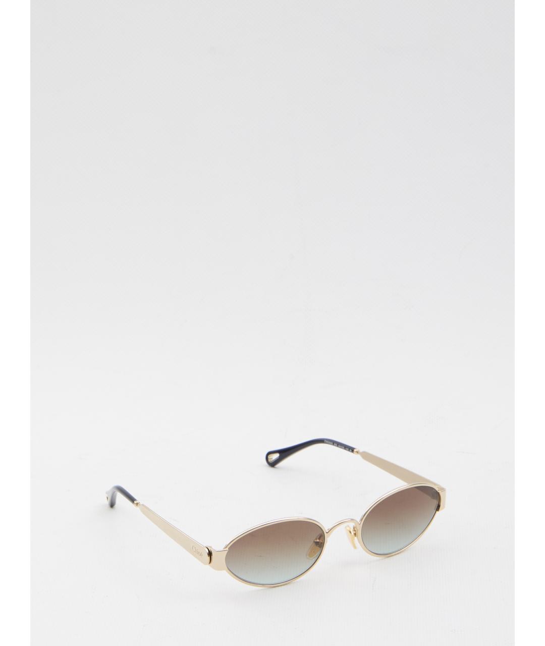 CHLOE Золотые металлические солнцезащитные очки, фото 3