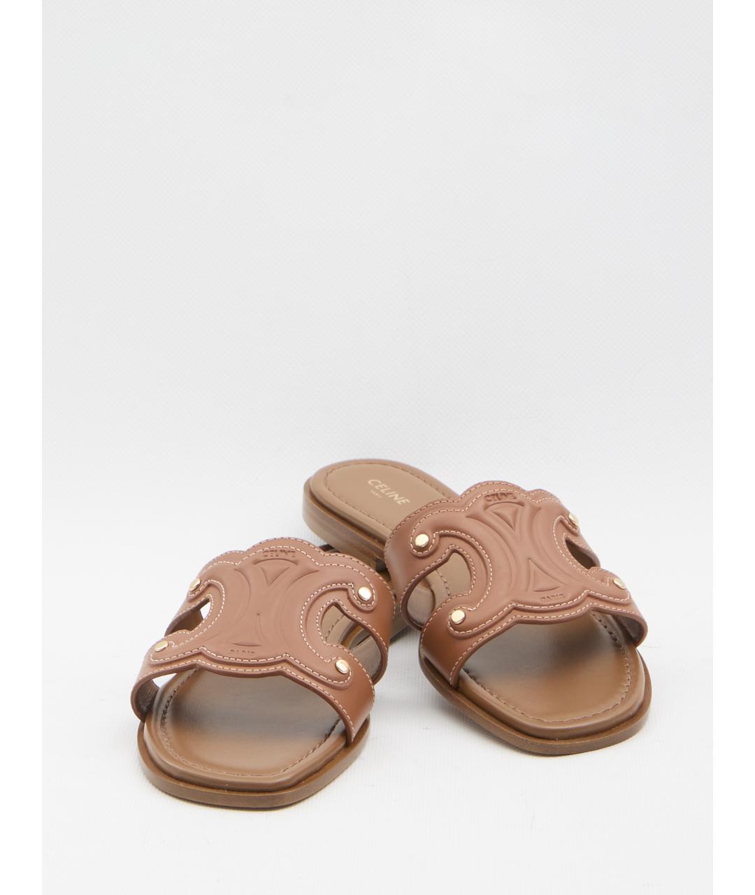 CELINE Коричневые кожаные сандалии, фото 5