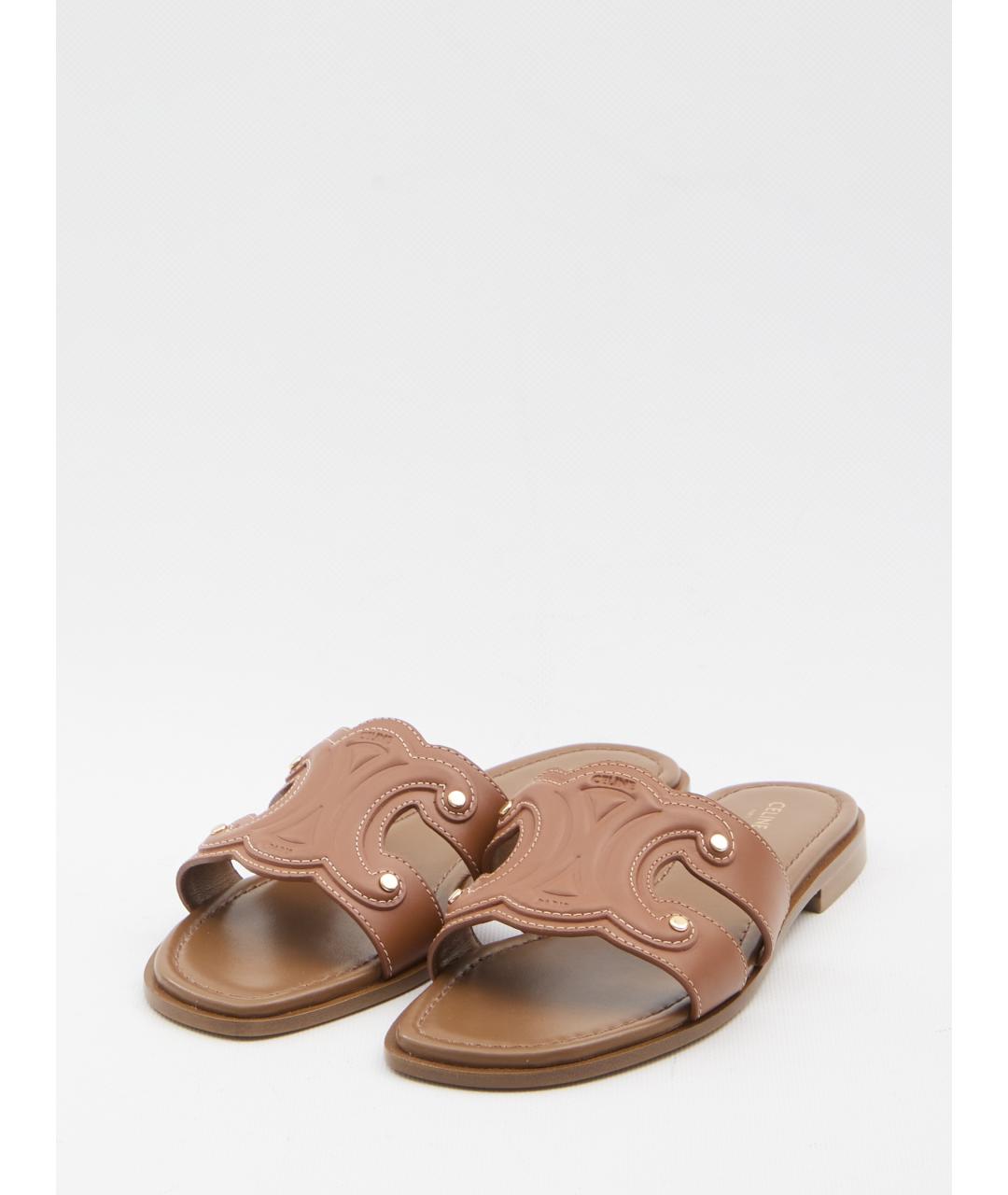 CELINE Коричневые кожаные сандалии, фото 2