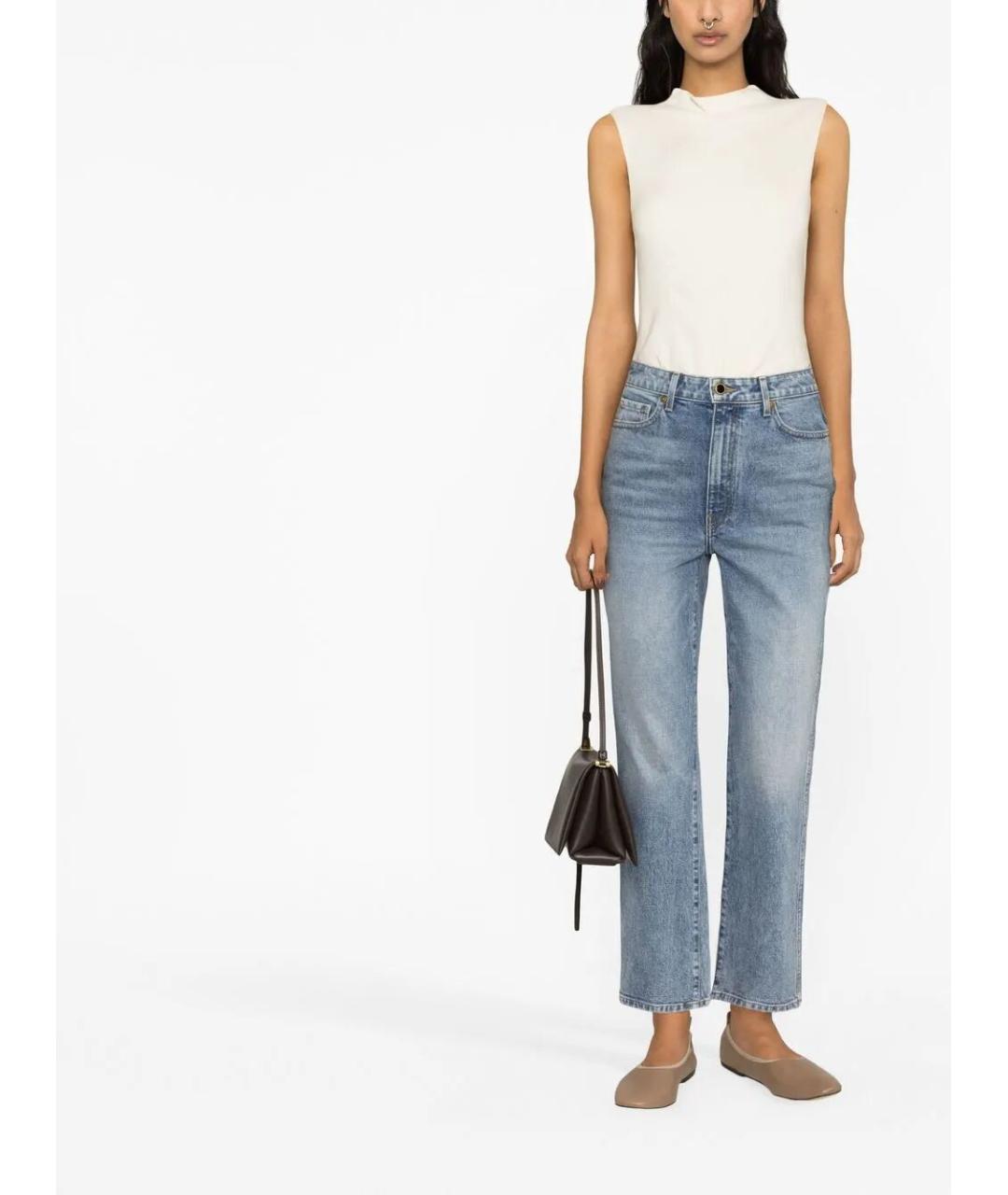 KHAITE Синие хлопковые прямые джинсы, фото 4