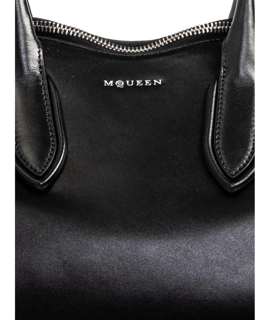 ALEXANDER MCQUEEN Черная кожаная сумка с короткими ручками, фото 5