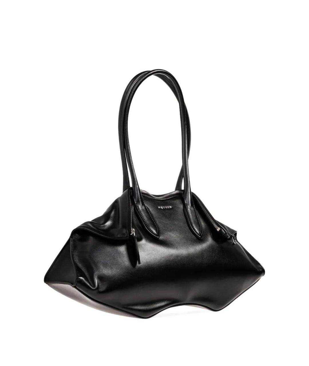 ALEXANDER MCQUEEN Черная кожаная сумка с короткими ручками, фото 3