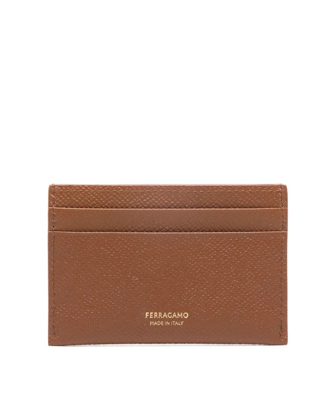 FERRAGAMO Коричневый кожаный кардхолдер, фото 2