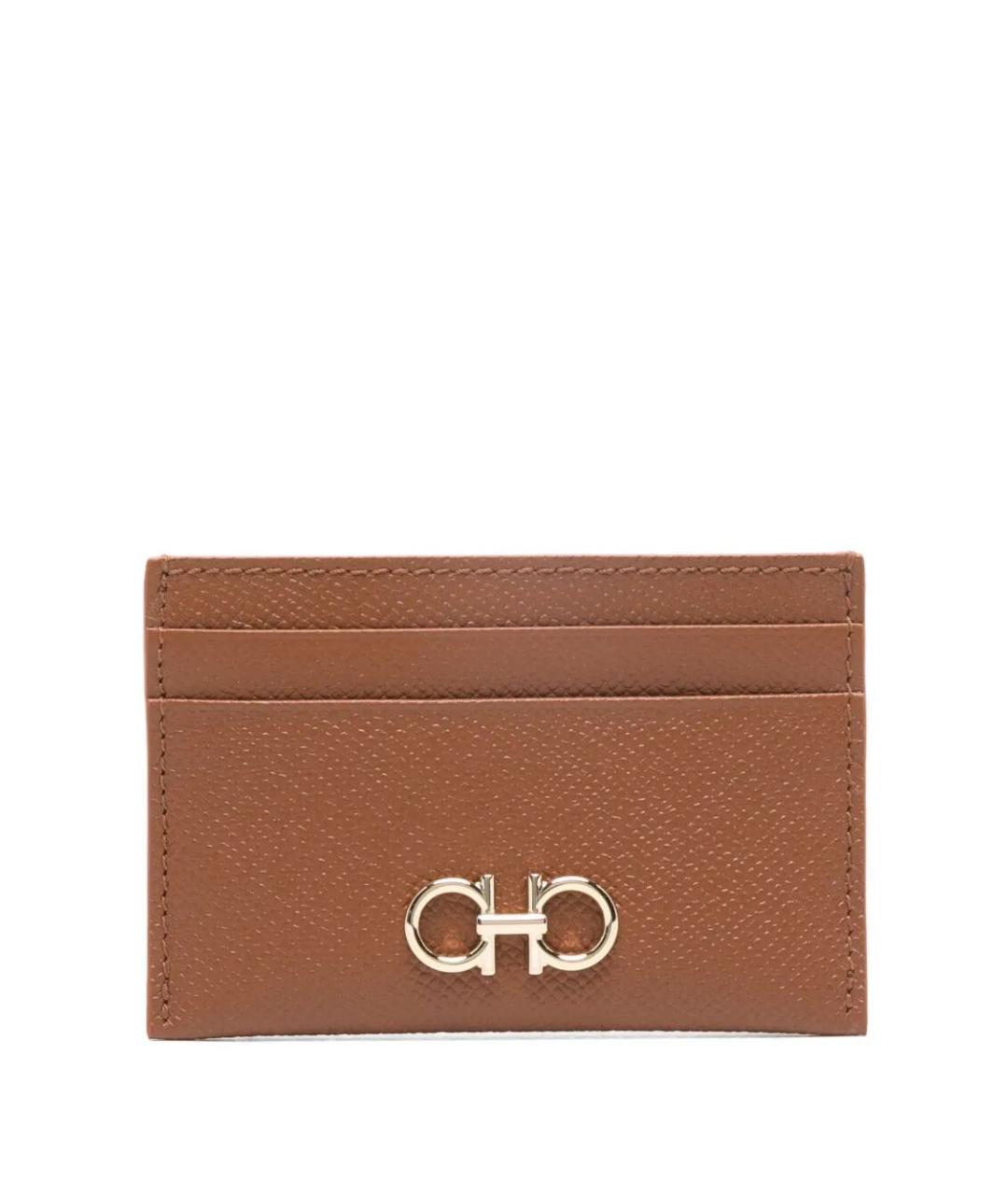 FERRAGAMO Коричневый кожаный кардхолдер, фото 1