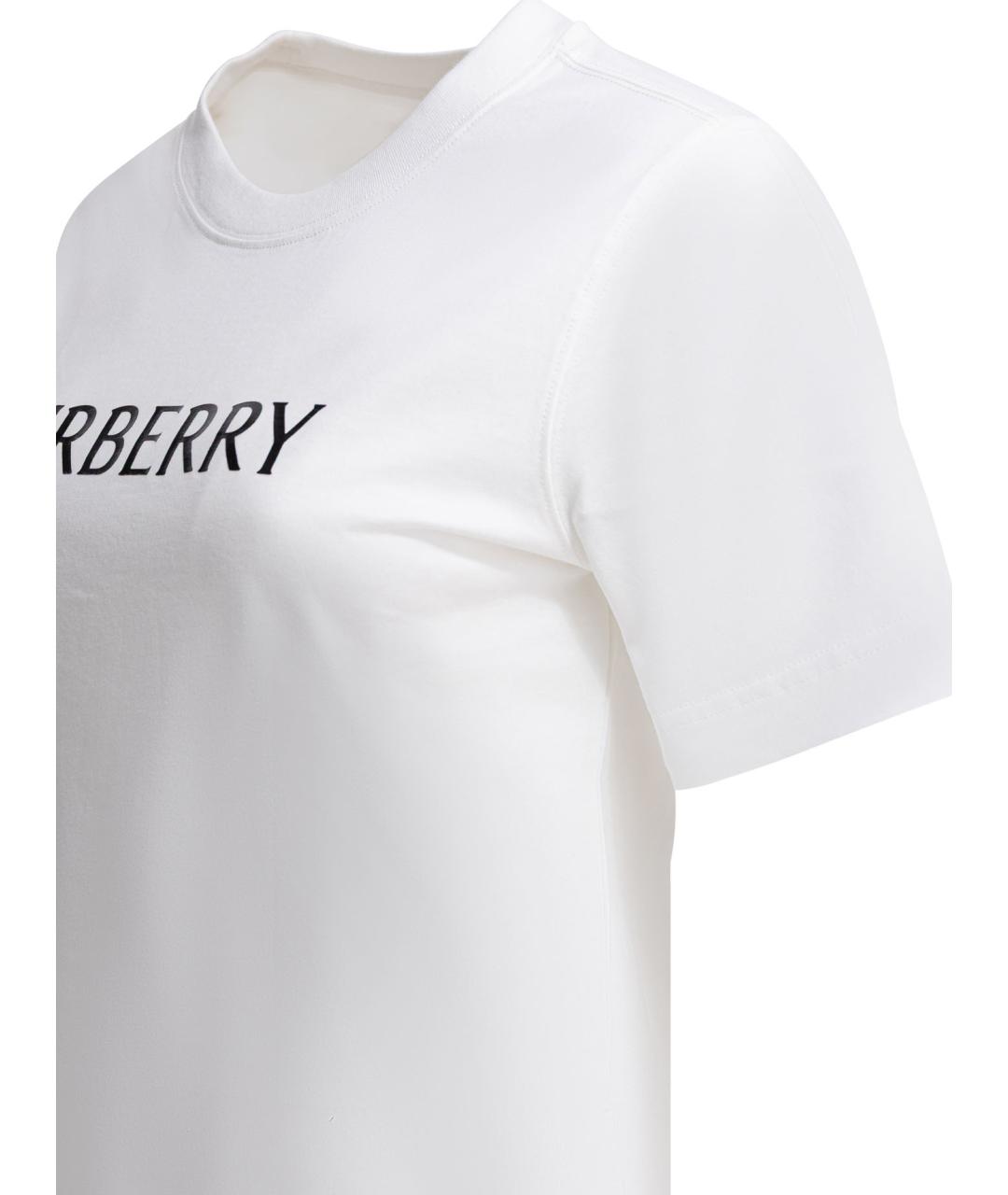 BURBERRY Белая хлопковая футболка, фото 4