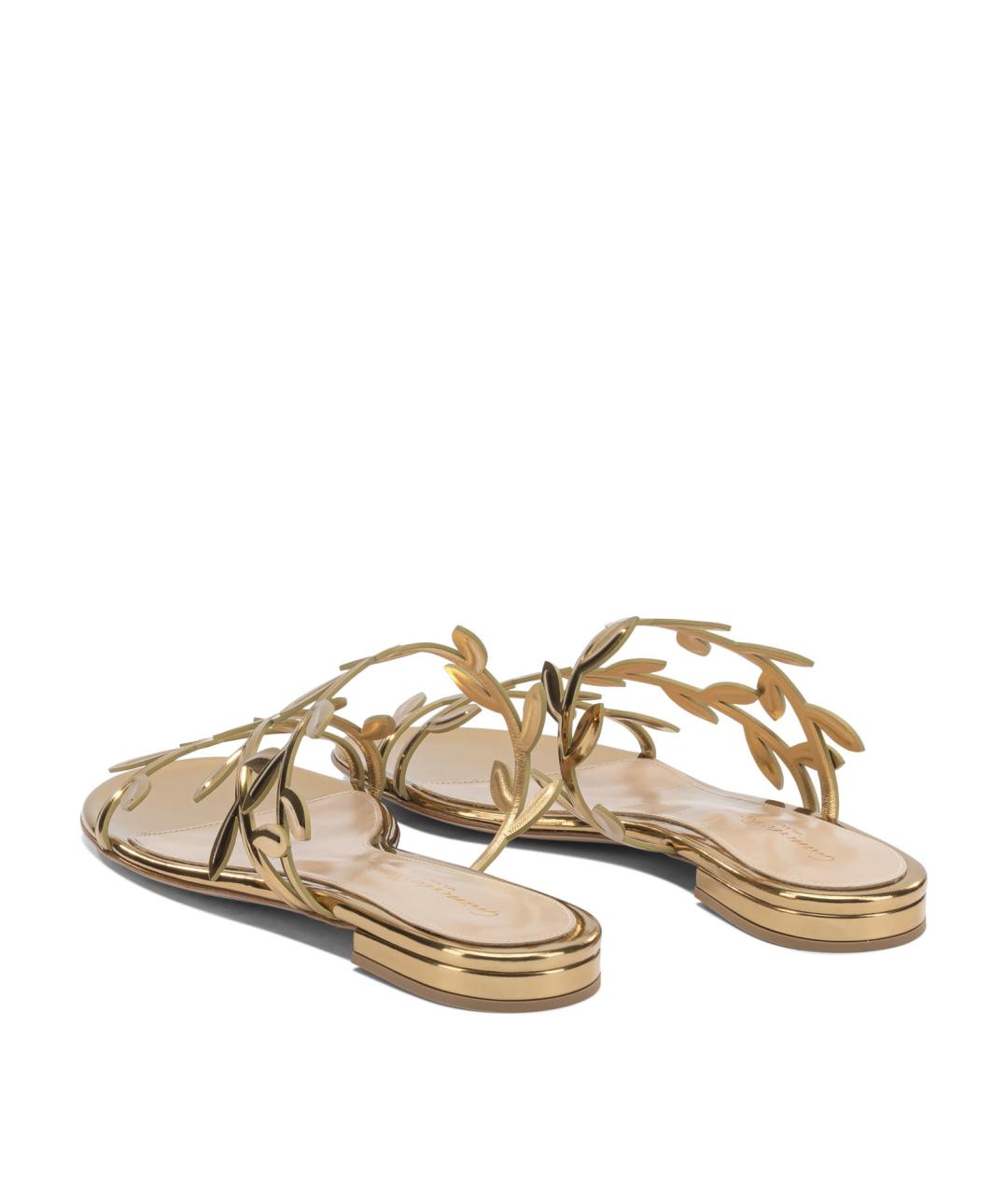 GIANVITO ROSSI Золотые кожаные сандалии, фото 4