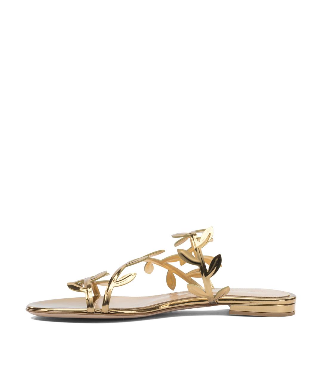 GIANVITO ROSSI Золотые кожаные сандалии, фото 3