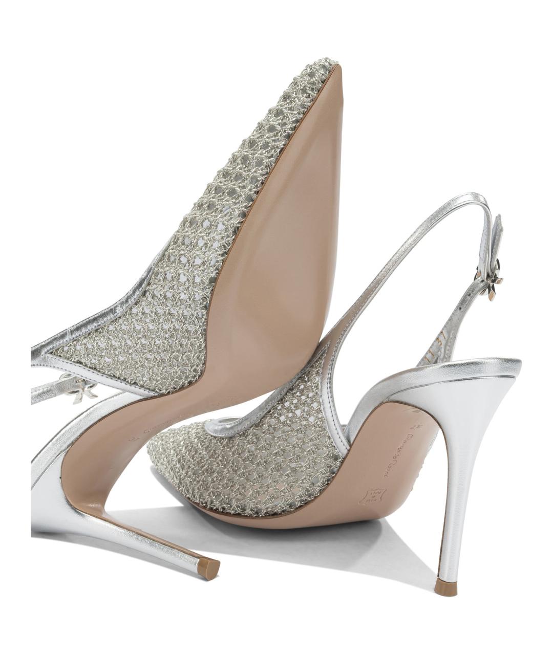 GIANVITO ROSSI Серебряные текстильные туфли, фото 5