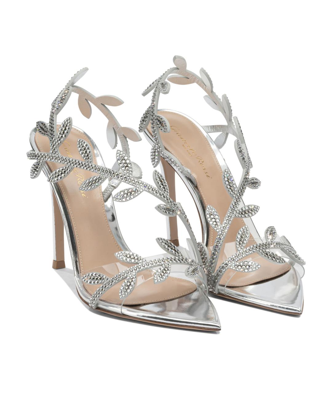 GIANVITO ROSSI Серебряные замшевые босоножки, фото 2