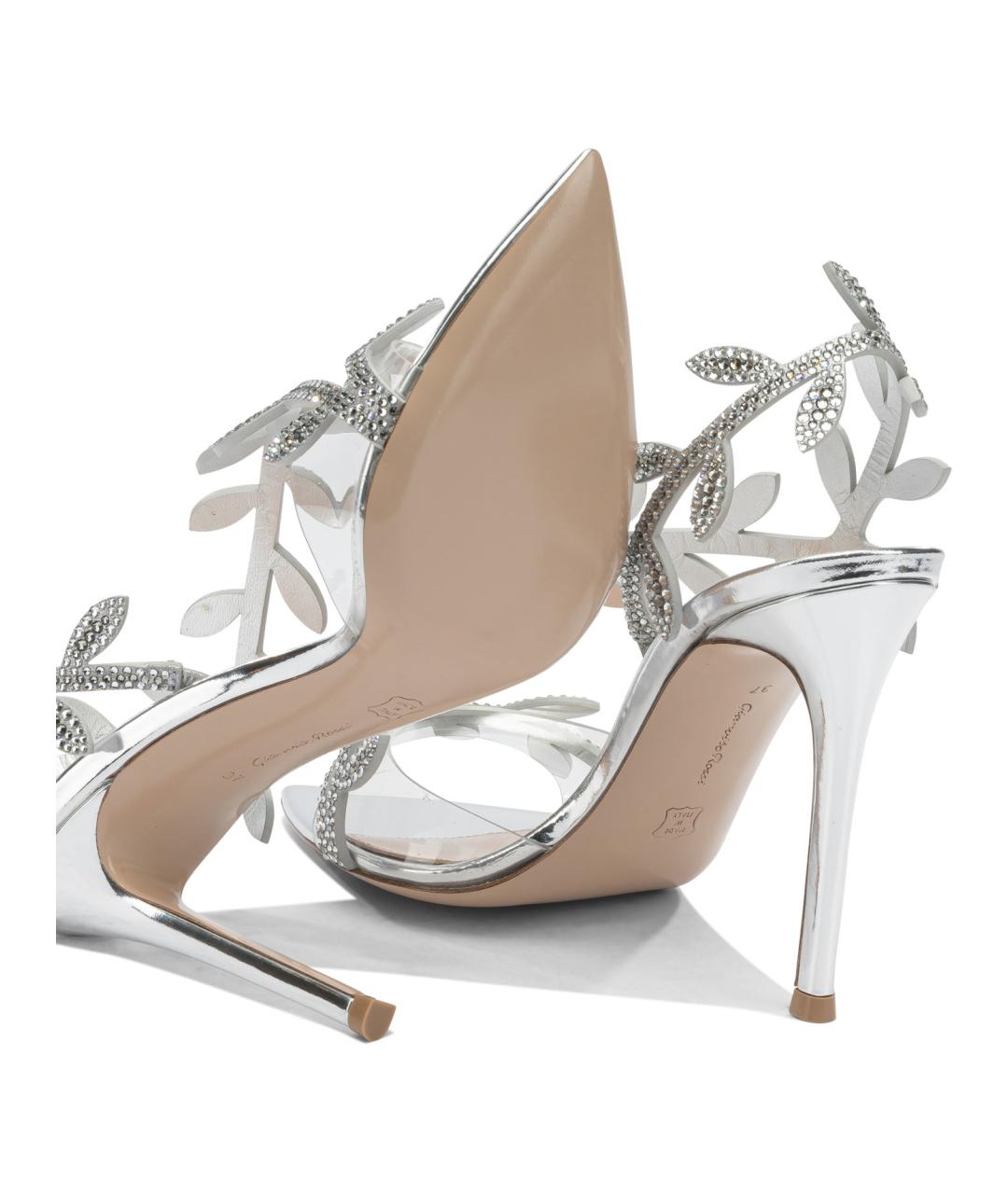 GIANVITO ROSSI Серебряные замшевые босоножки, фото 5