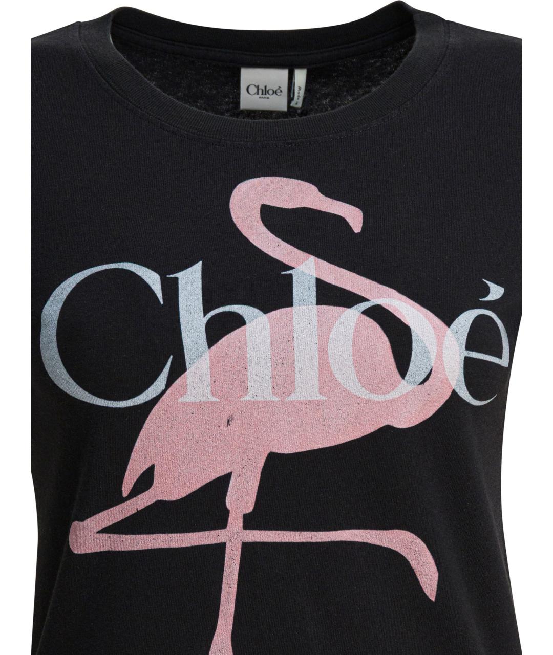 CHLOE Черная хлопковая футболка, фото 3
