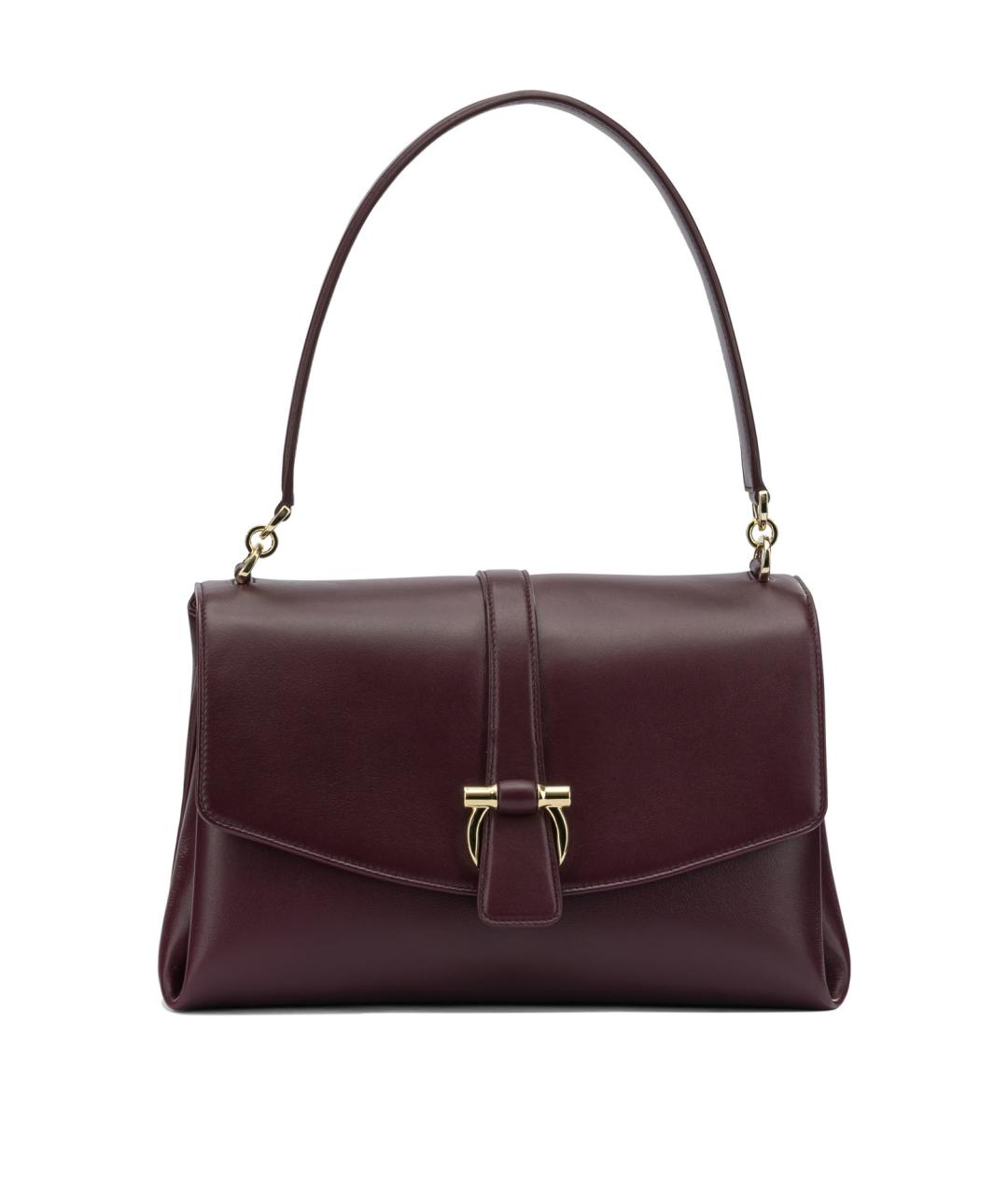 FERRAGAMO Бордовая кожаная сумка с короткими ручками, фото 1