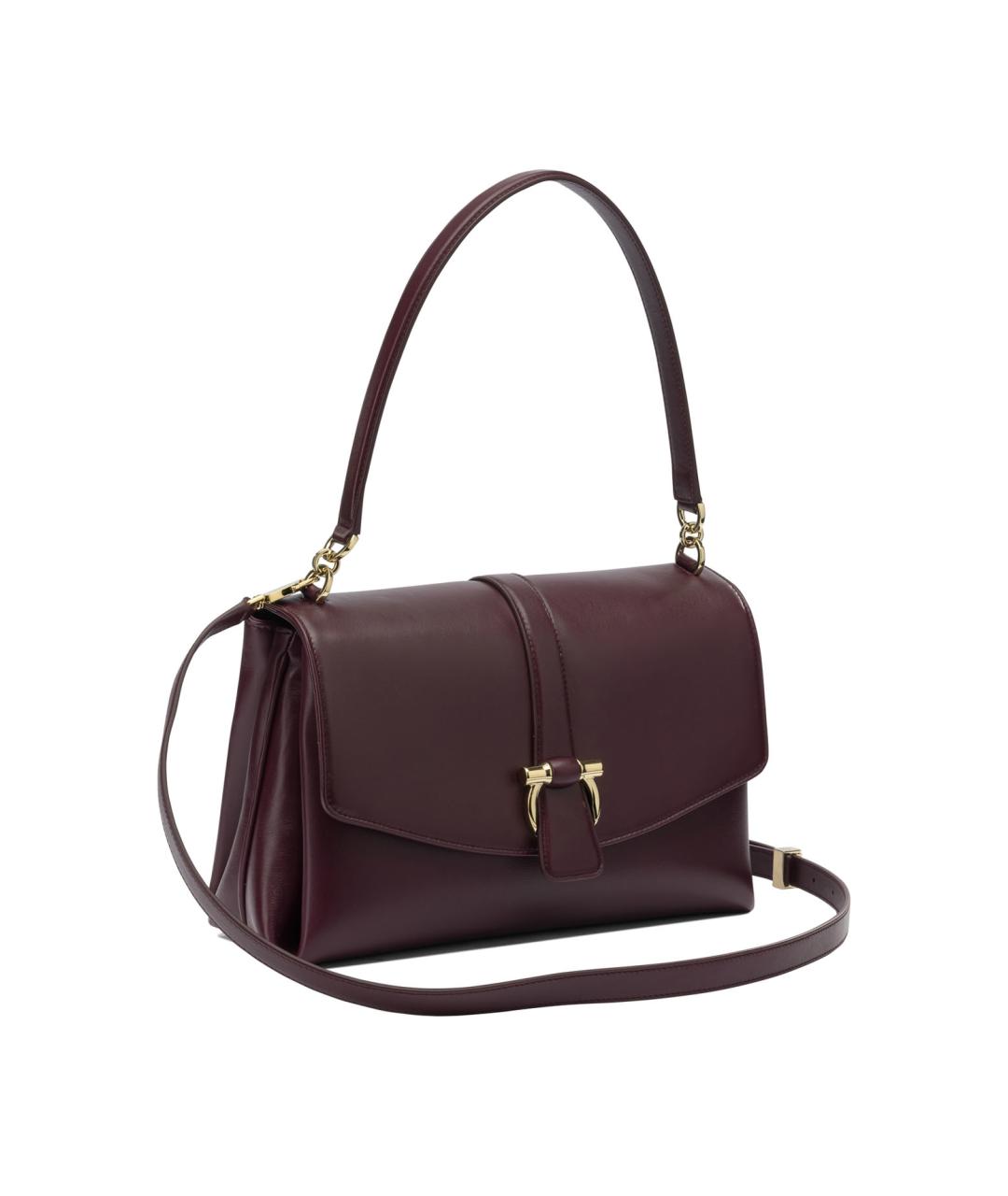FERRAGAMO Бордовая кожаная сумка с короткими ручками, фото 2